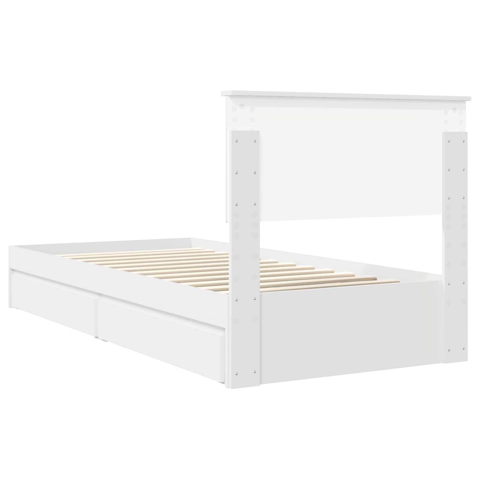 Storage Bed with Headboard White 90 x 190 cm Engineered Wood