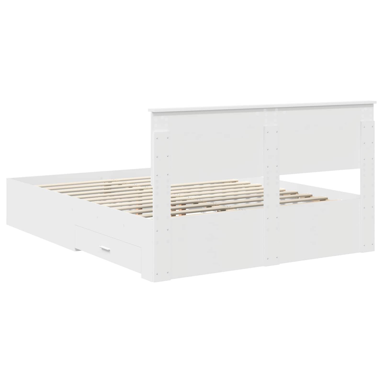 Bed Frame with Drawer White 150 x 200 cm Engineered Wood