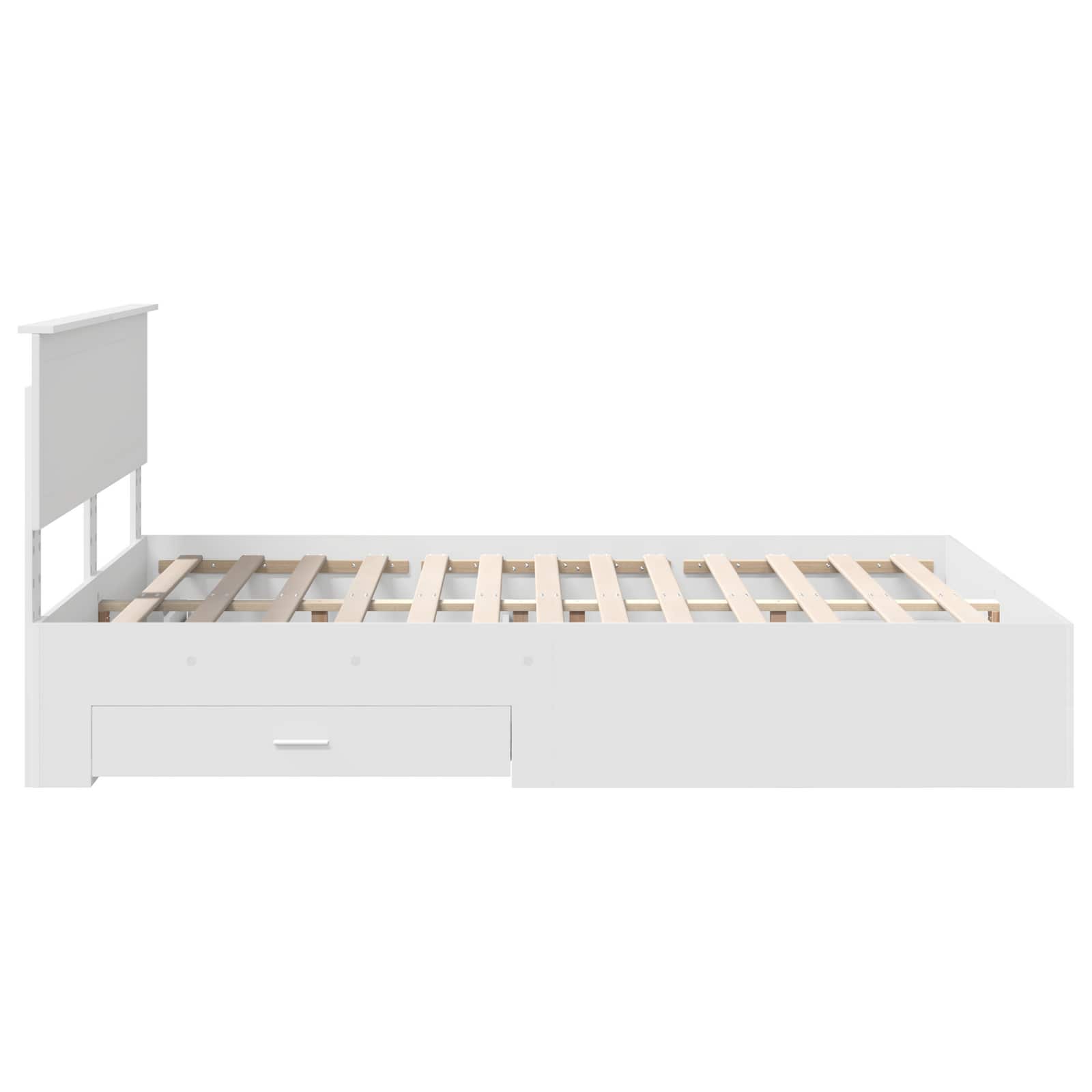 Bed Frame with Drawer White 150 x 200 cm Engineered Wood