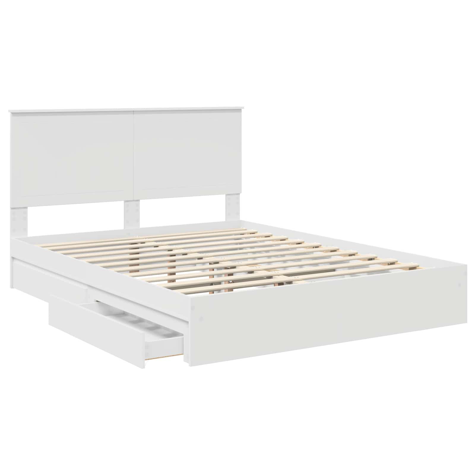 Storage Bed with Headboard White 150 x 200 cm Engineered Wood