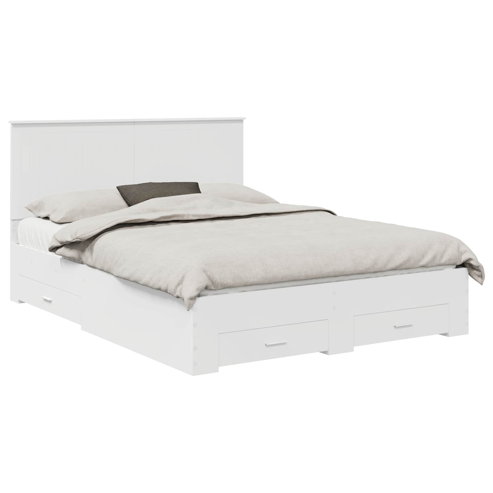 Bed Frame with Drawer White 150 x 200 cm Engineered Wood