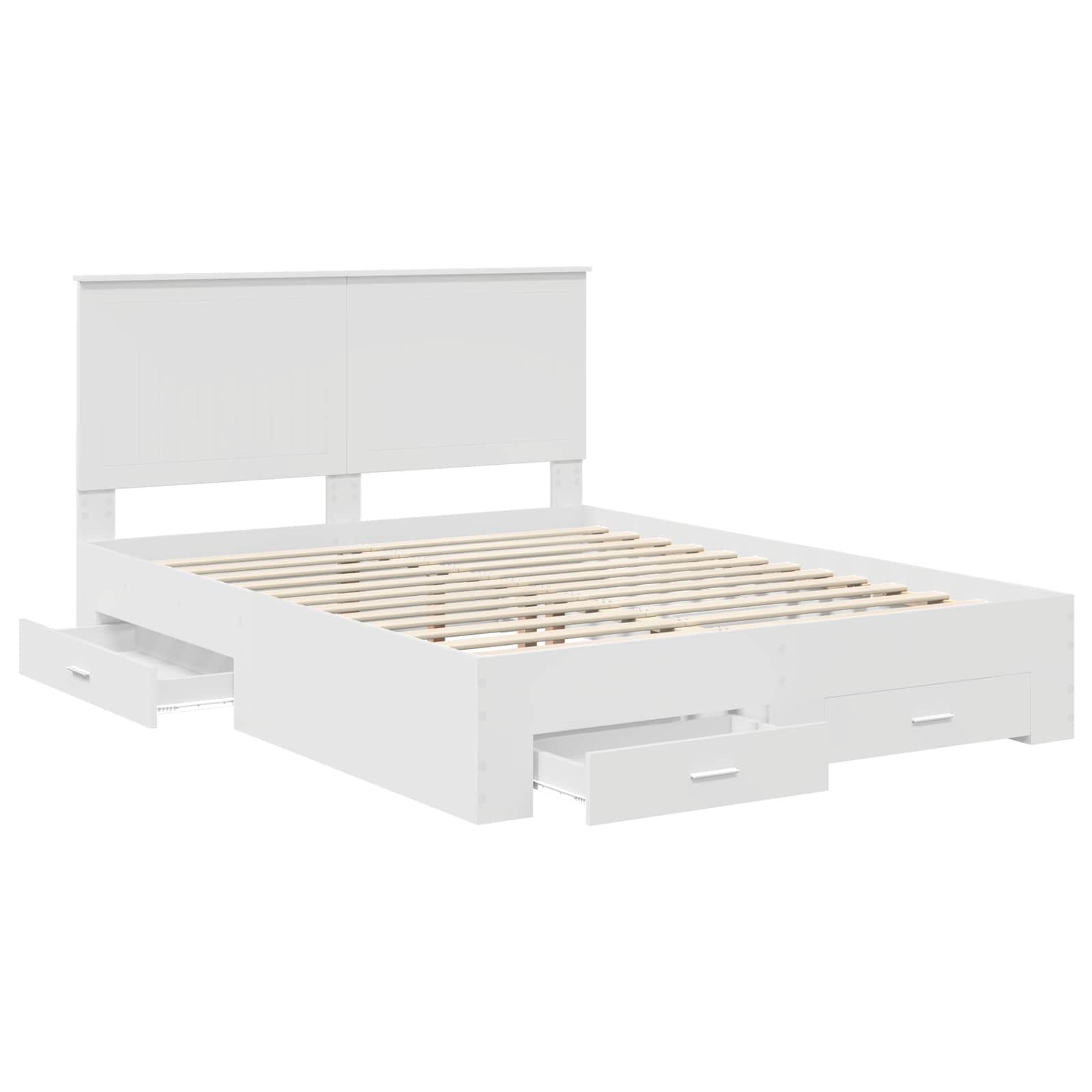 Bed Frame with Drawer White 150 x 200 cm Engineered Wood