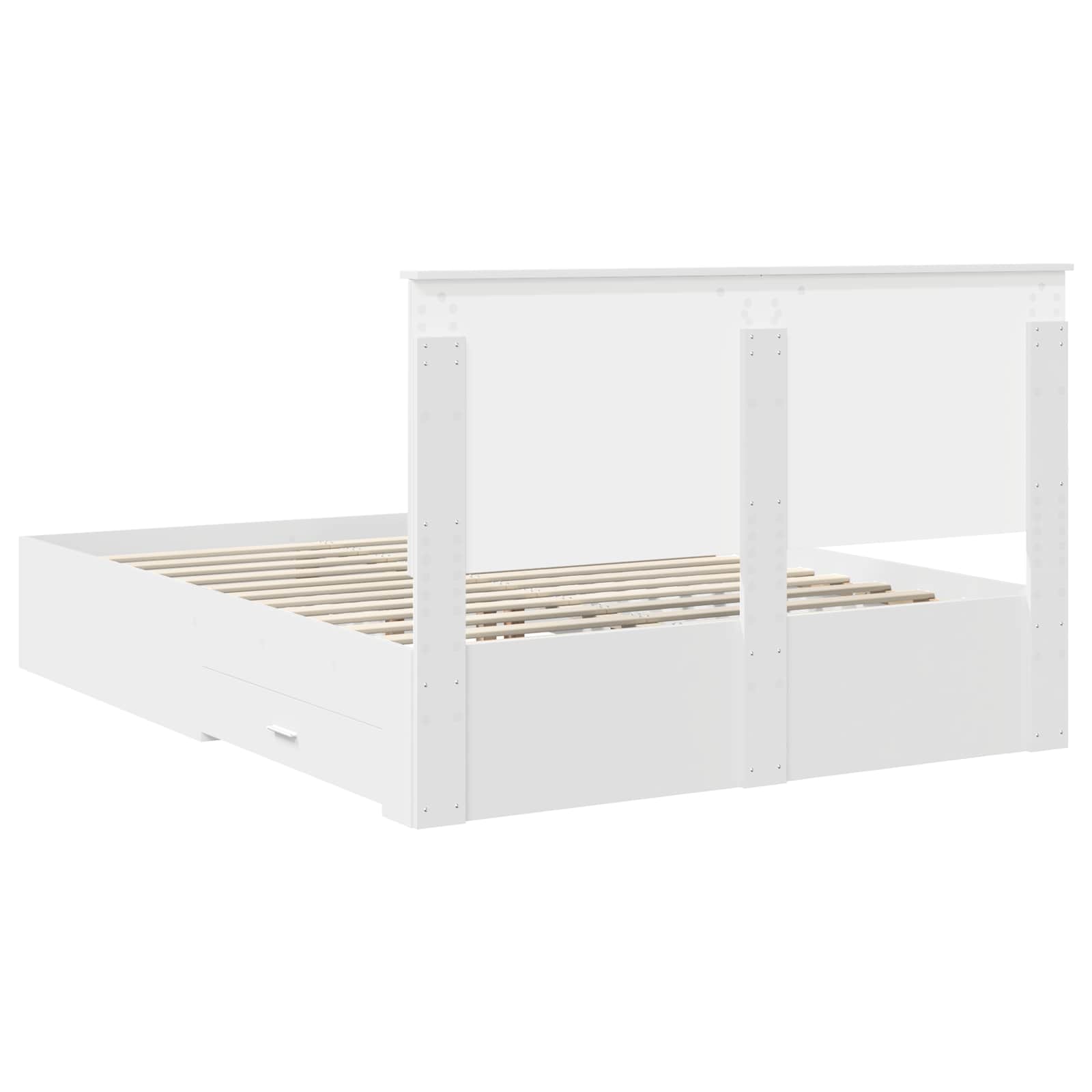 Bed Frame with Drawer White 150 x 200 cm Engineered Wood