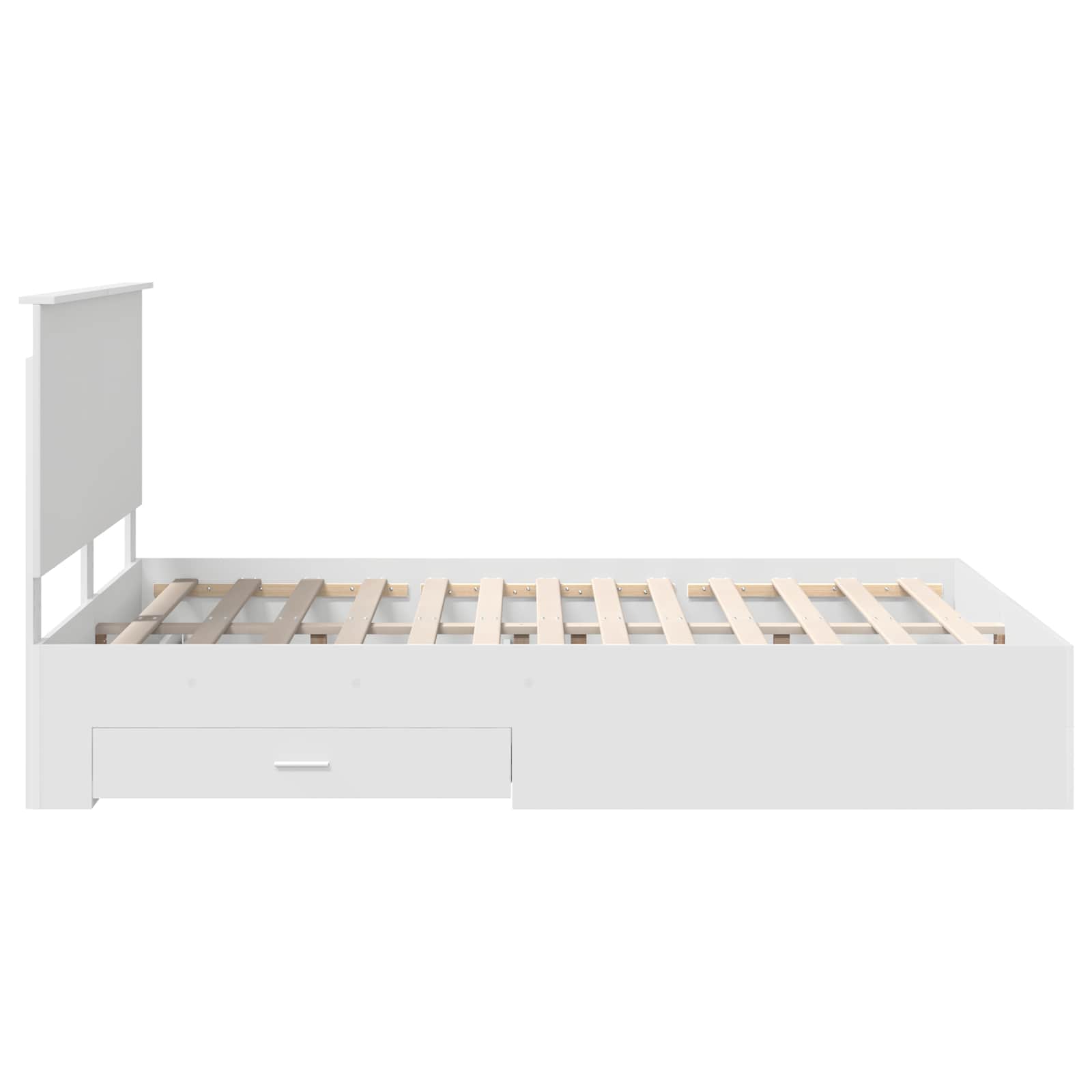 Bed Frame with Drawer White 150 x 200 cm Engineered Wood