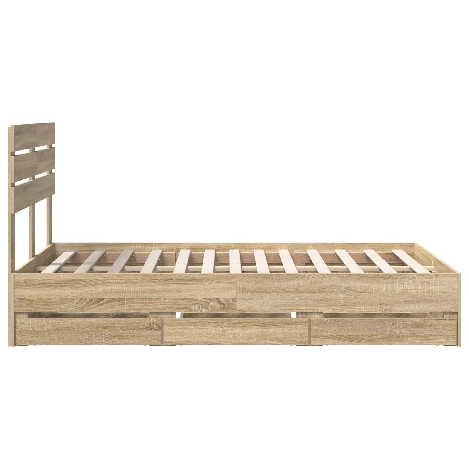 Bed Frame with Drawer Sonoma Oak 135 x 190 cm Engineered Wood
