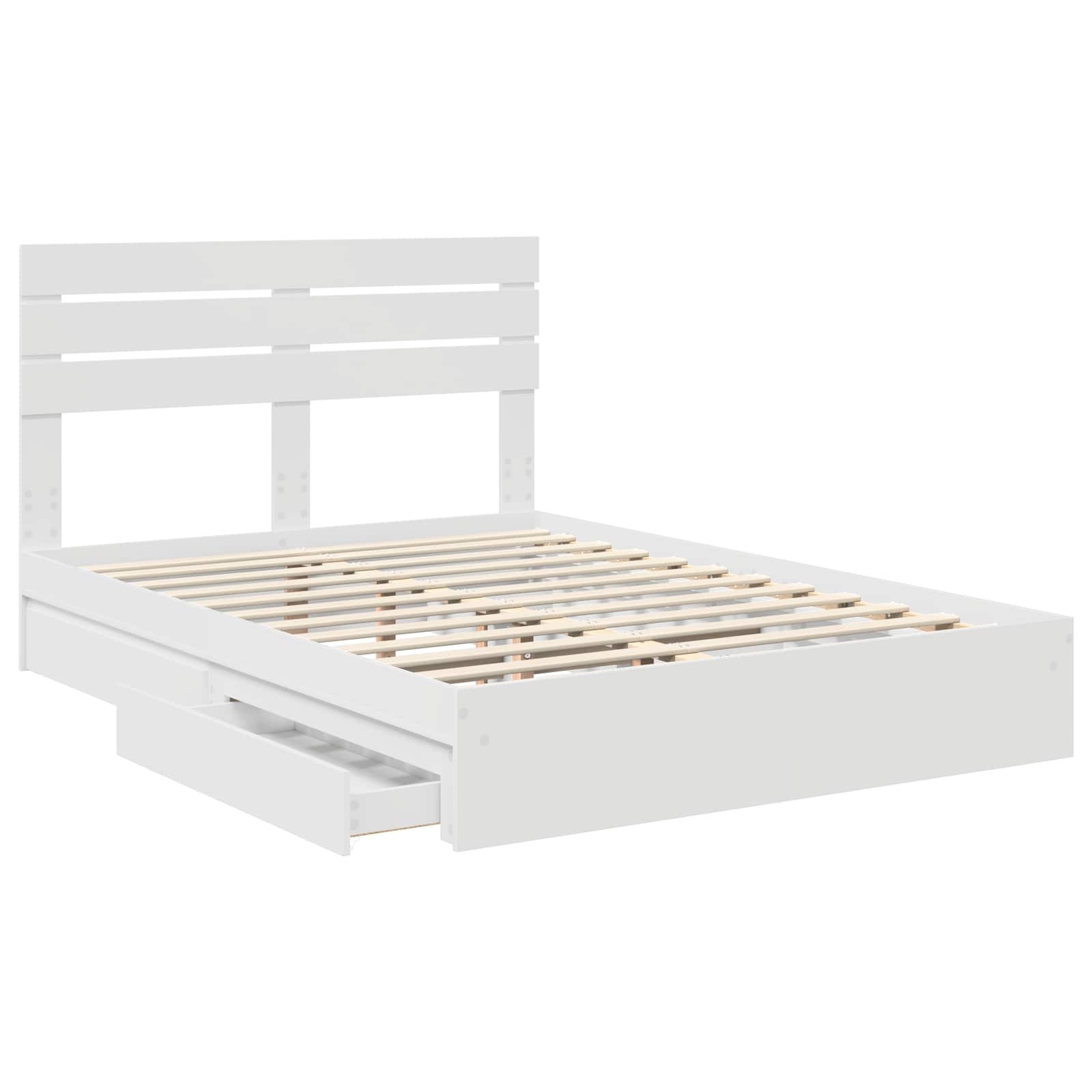 Storage Bed with Headboard White 150 x 200 cm Engineered Wood