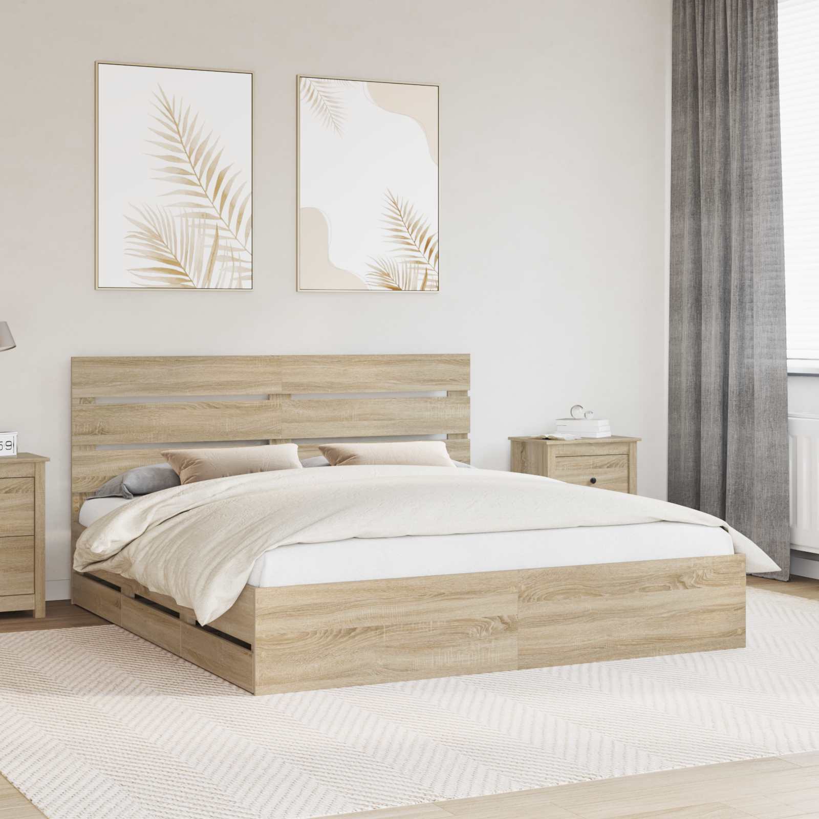 Bed Frame with Drawer Sonoma Oak 180 x 200 cm Engineered Wood