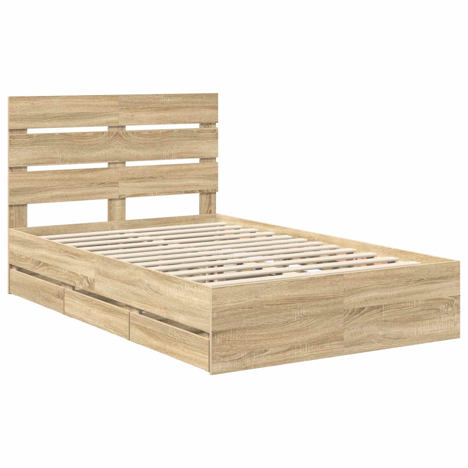 Bed Frame with Drawer Sonoma Oak 135 x 190 cm Engineered Wood