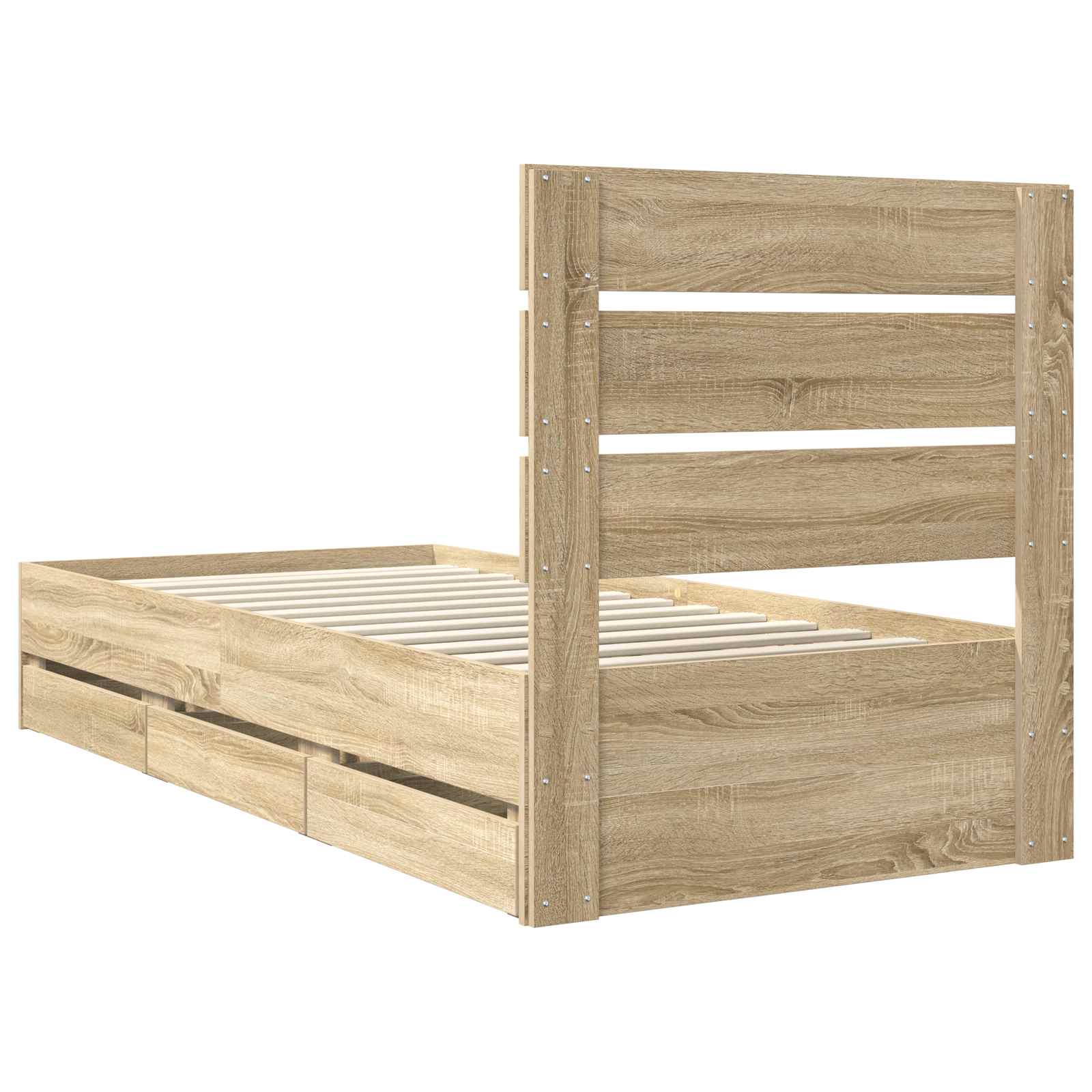 Bed Frame with Drawer Sonoma Oak 90 x 200 cm Engineered Wood