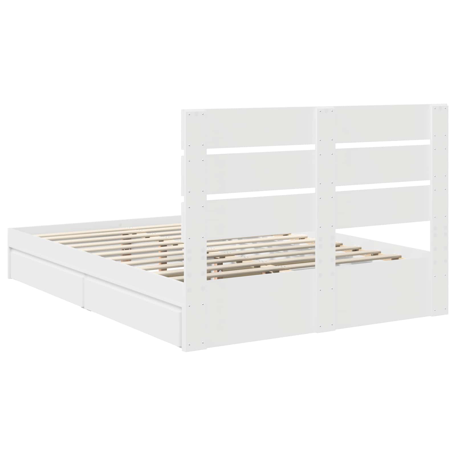 Storage Bed with Headboard White 150 x 200 cm Engineered Wood