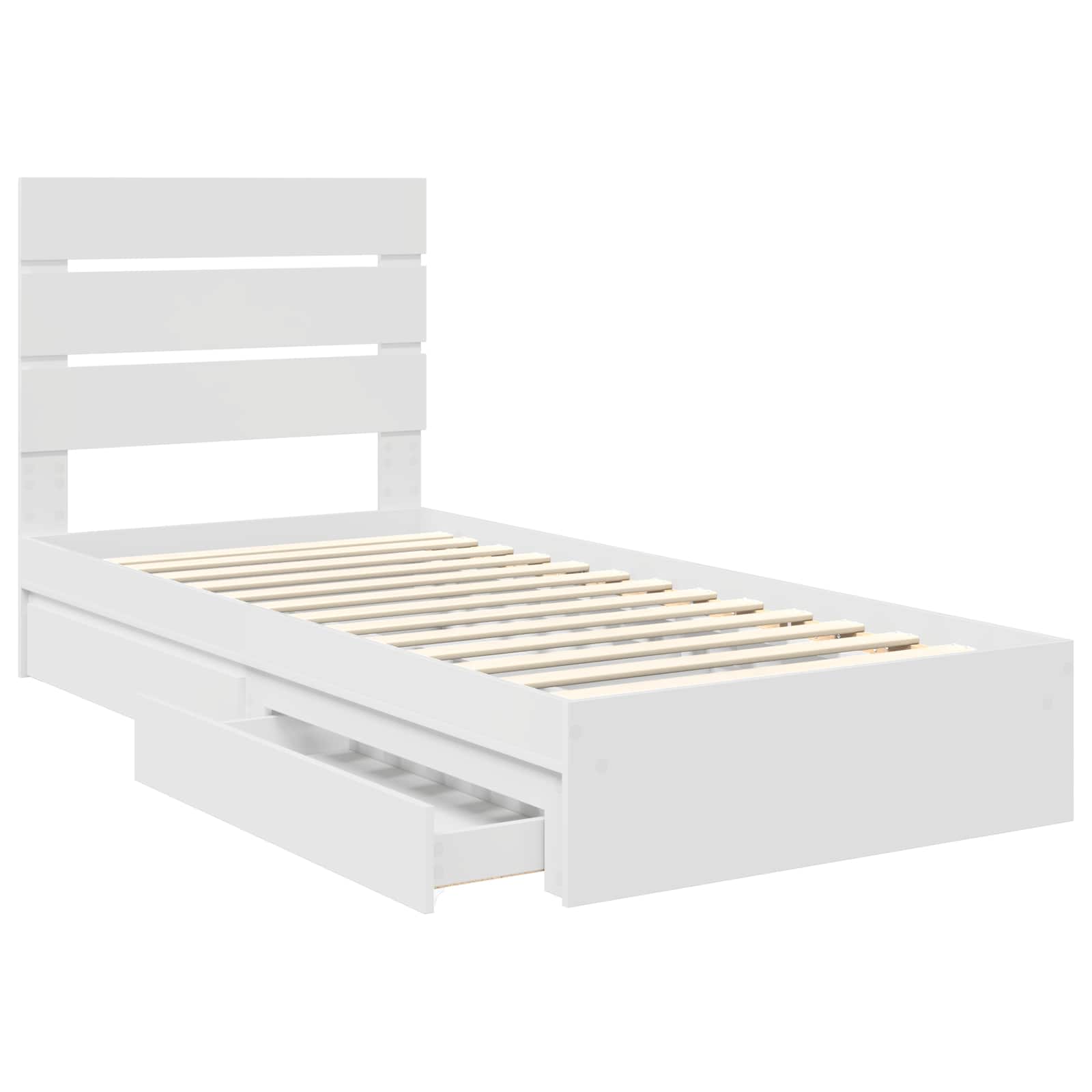Storage Bed with Headboard White 90 x 190 cm Engineered Wood