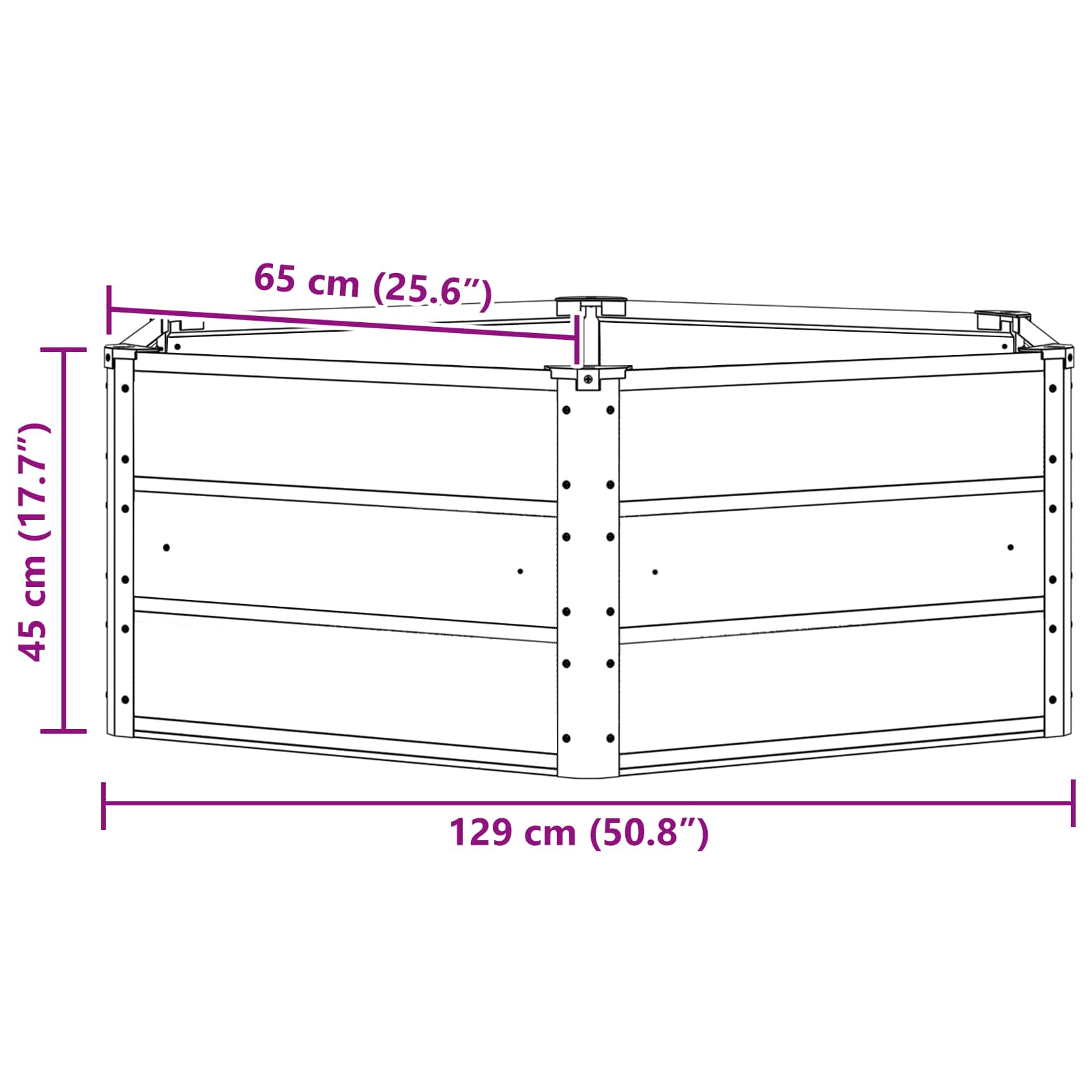 Planter Light Grey 129 x 129 x 45 cm Steel