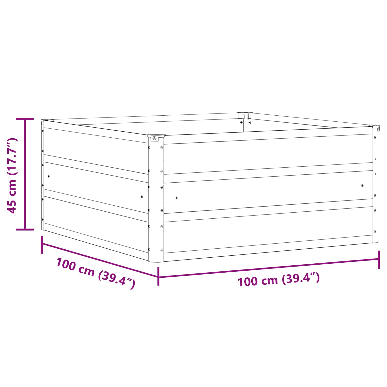 Planter Light Grey 100 x 100 x 45 cm Steel