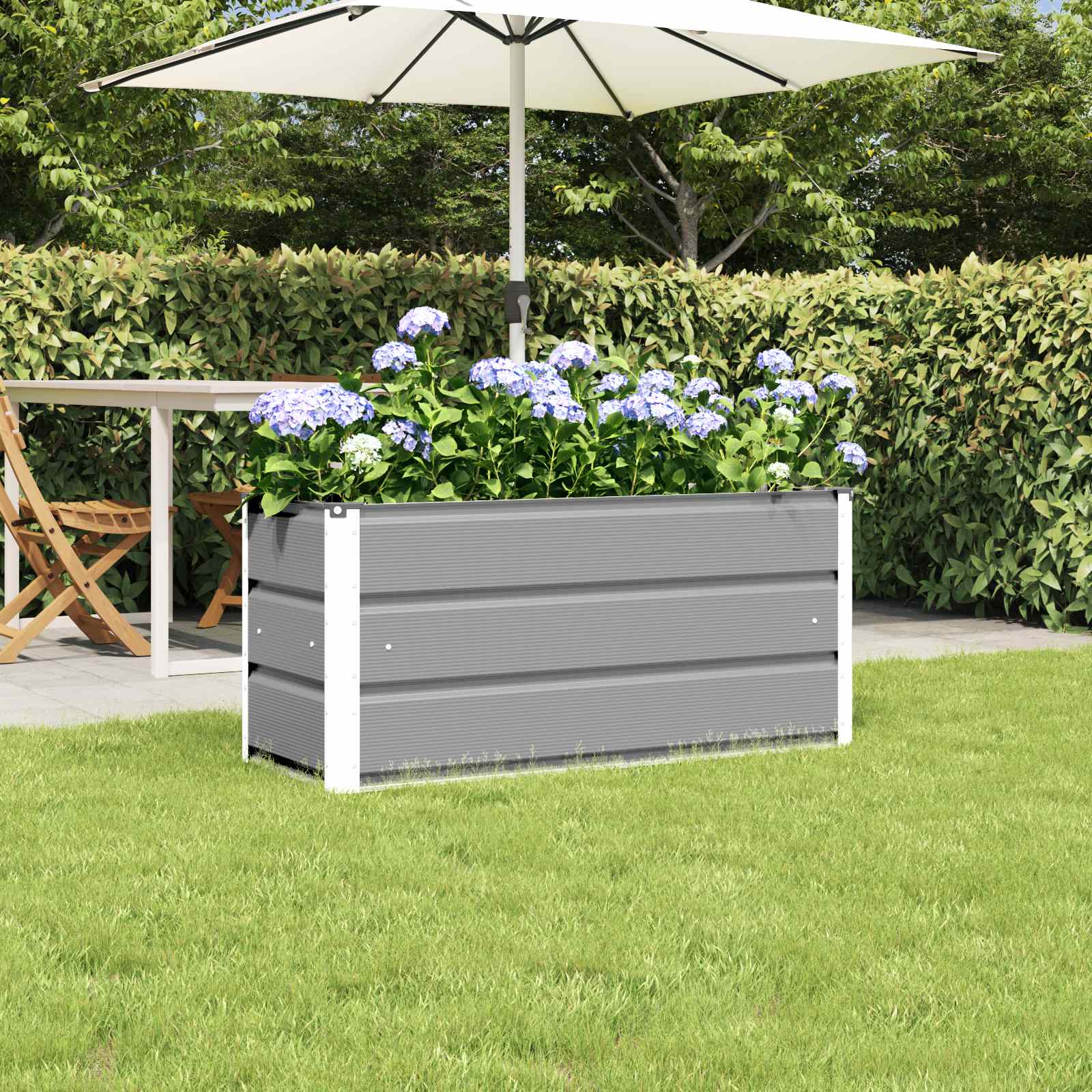 Planter Light Grey 100 x 40 x 45 cm Steel
