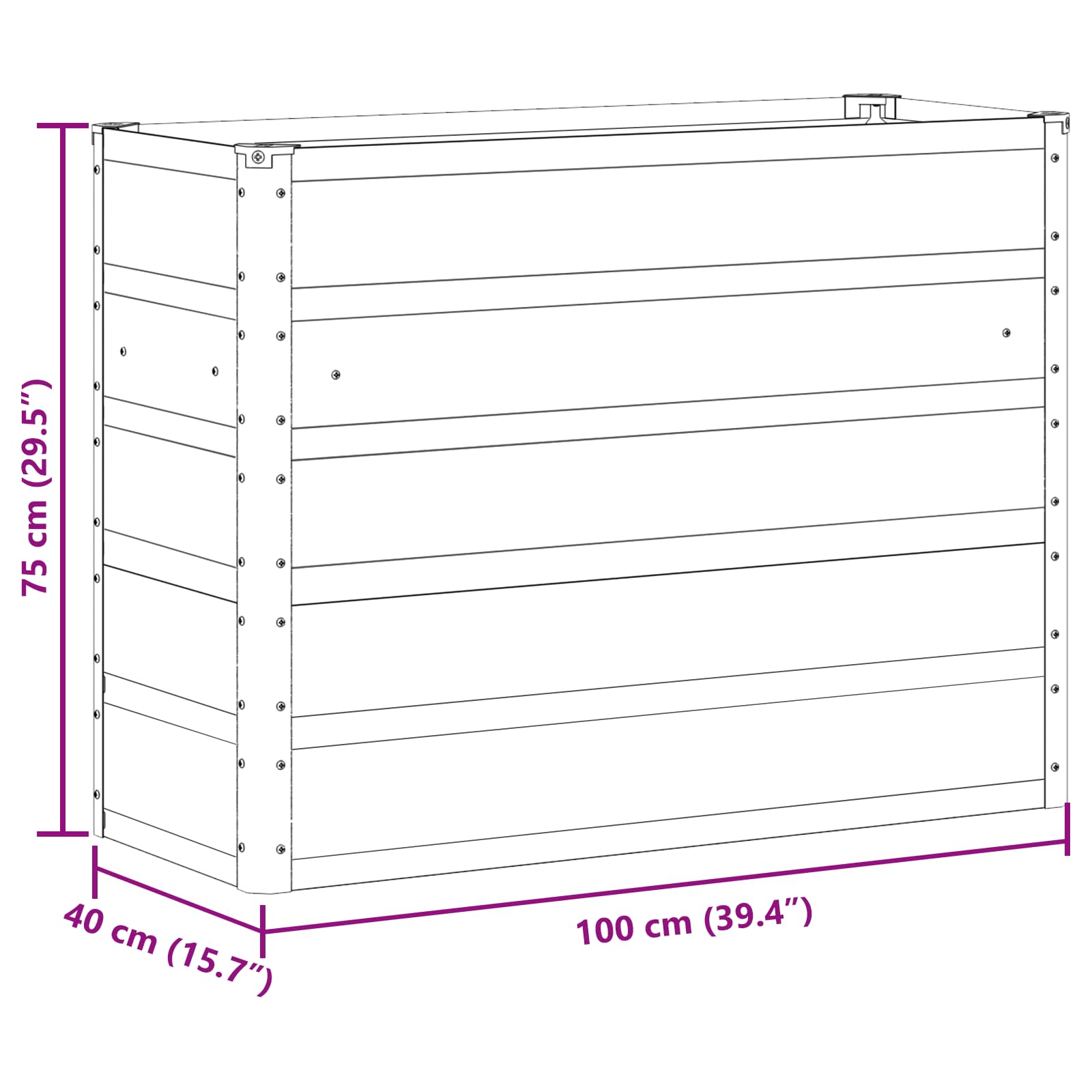 Planter Light Grey 100 x 40 x 75 cm Steel