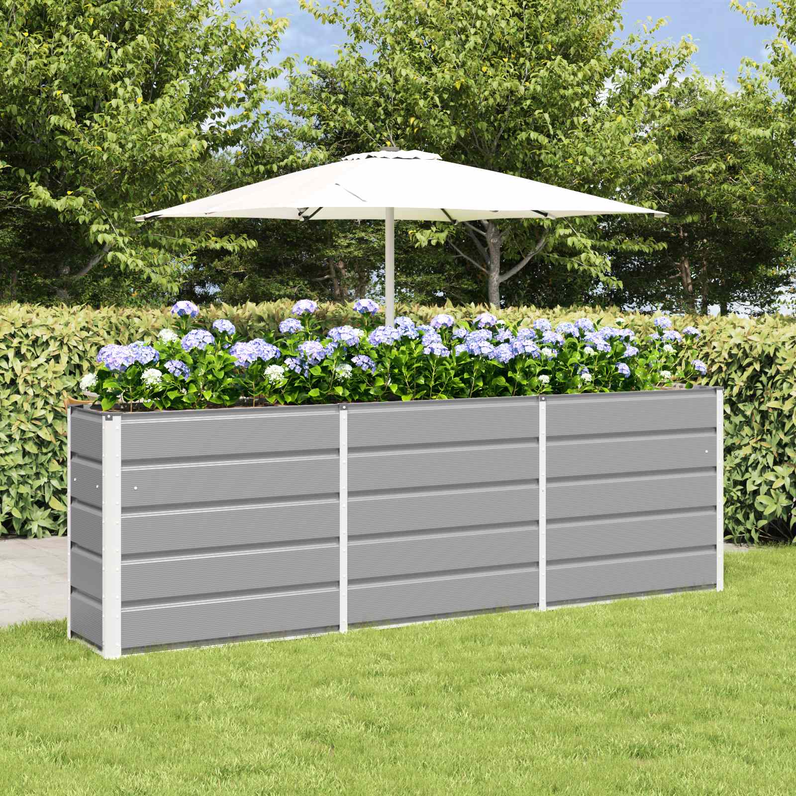Planter Light Grey 240 x 40 x 75 cm Steel