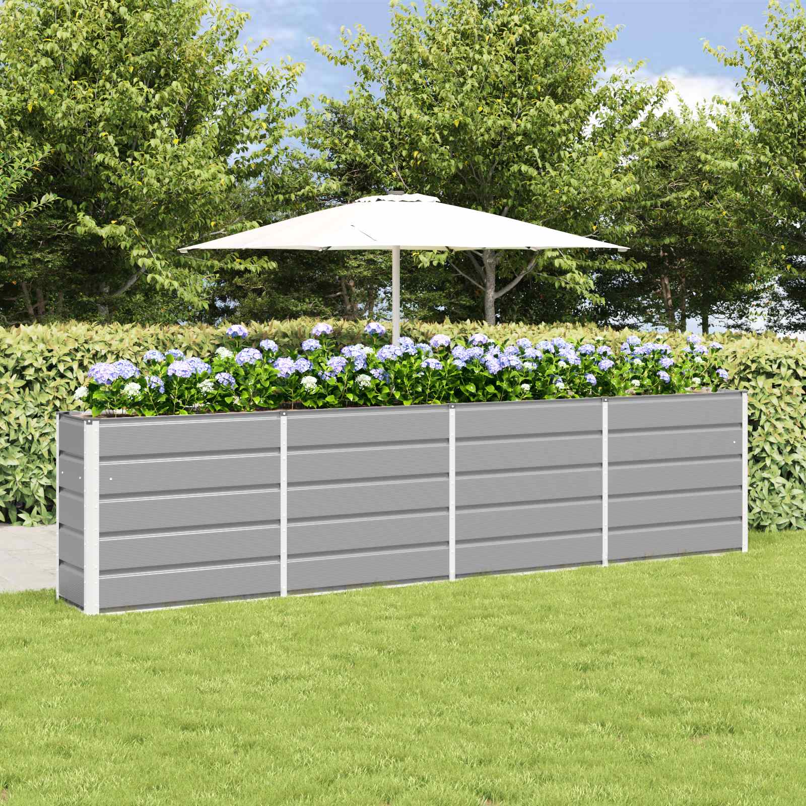 Planter Light Grey 320 x 40 x 75 cm Steel