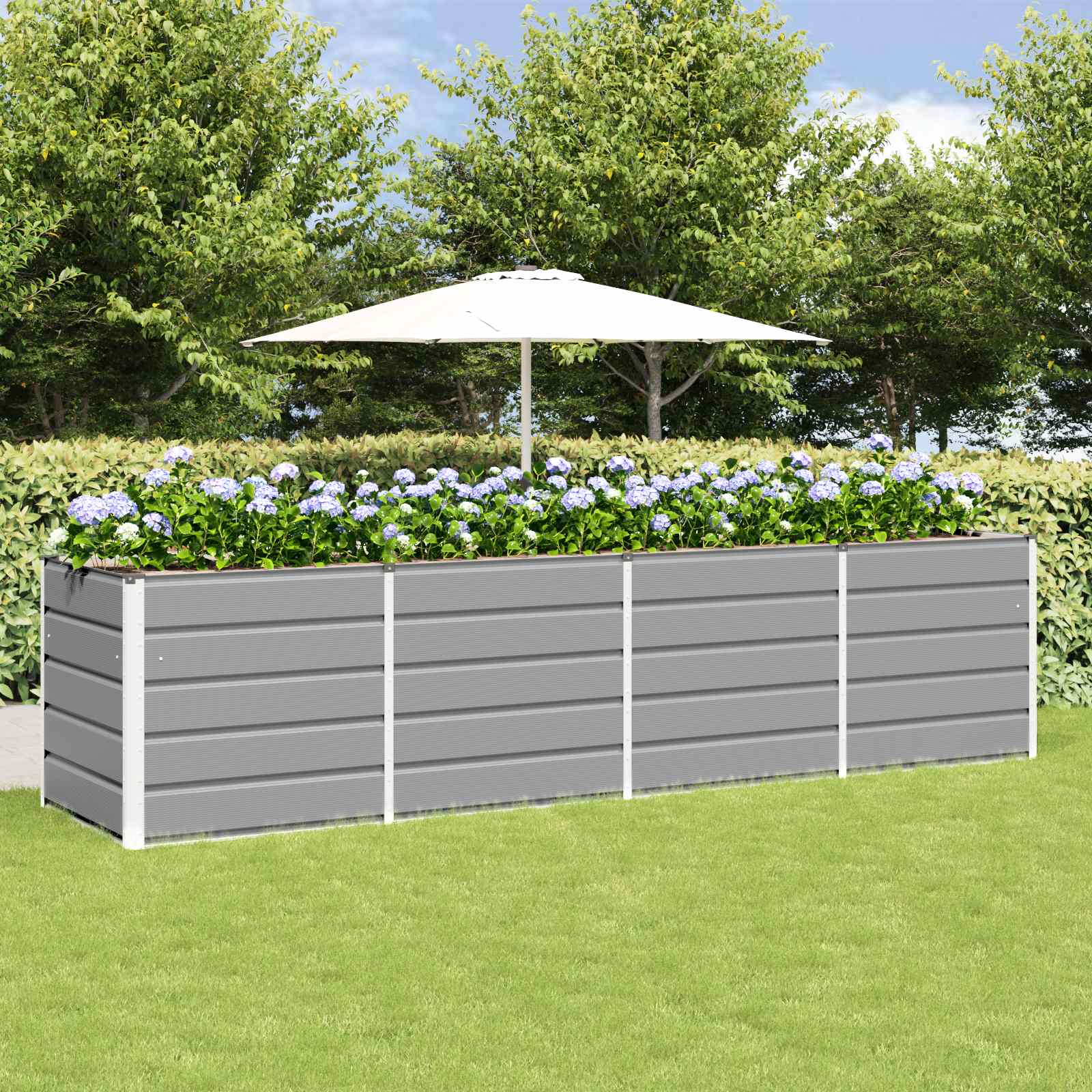Planter Light Grey 240 x 80 x 75 cm Steel