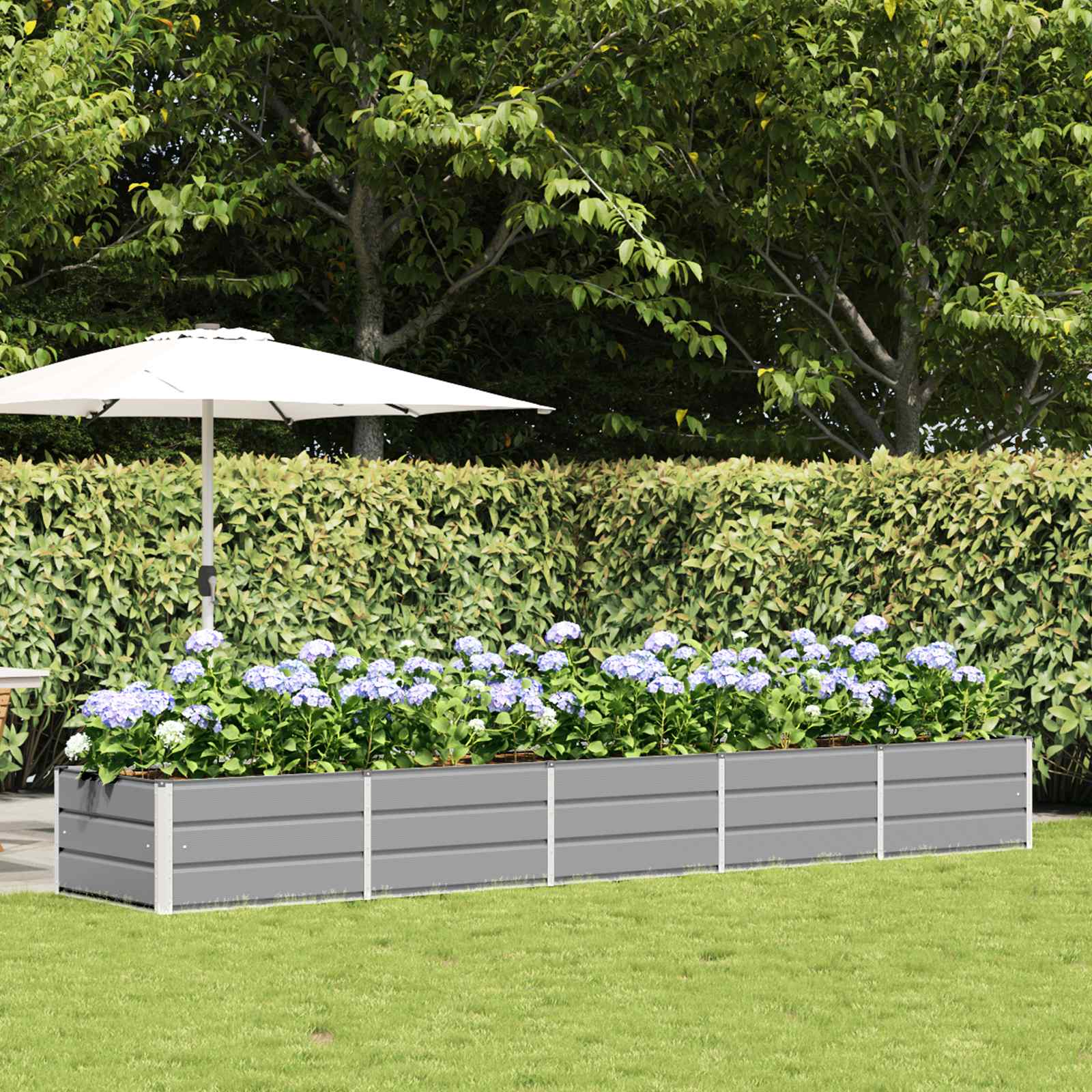 Planter Light Grey 400 x 80 x 45 cm Steel