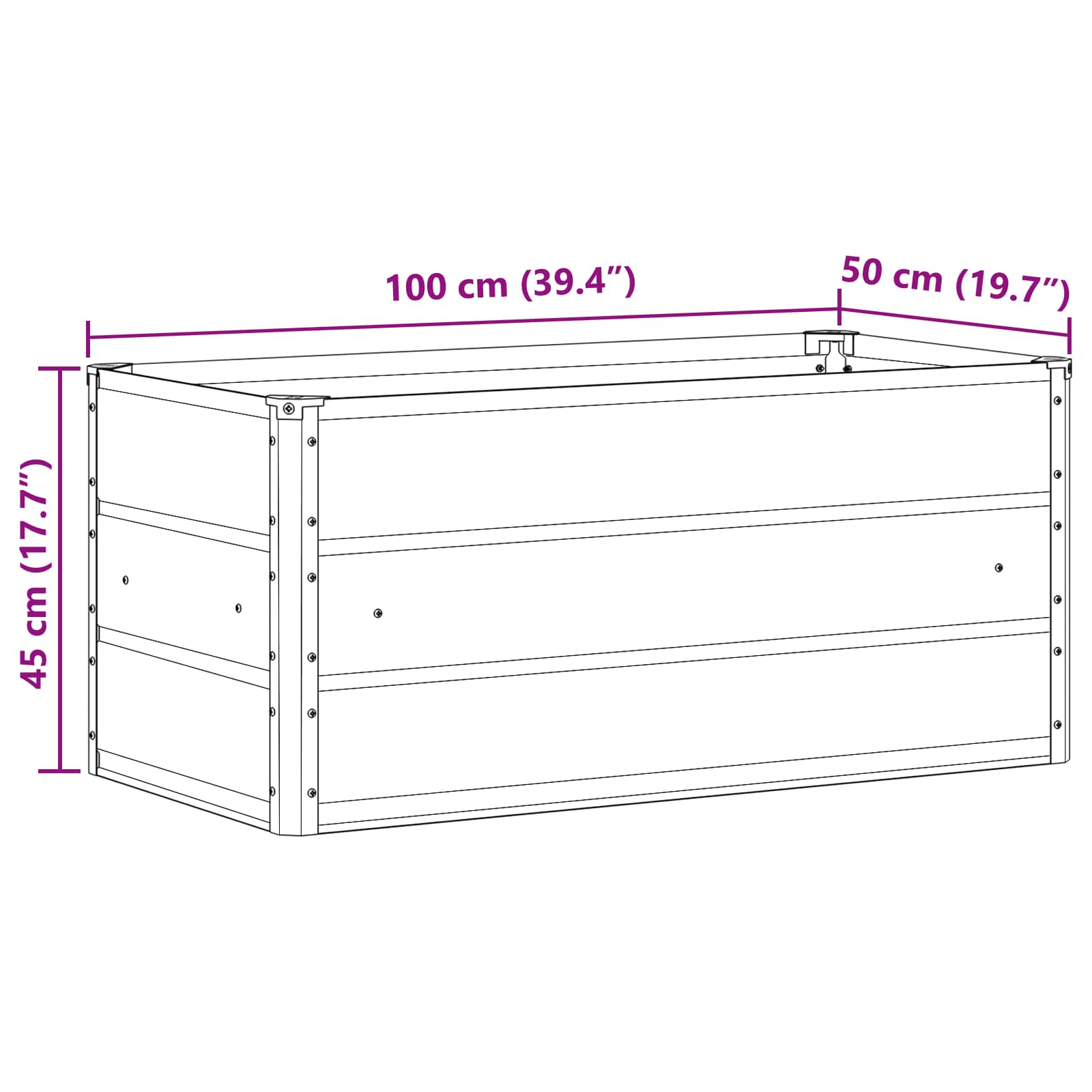 Planter Light Grey 100 x 50 x 45 cm Galvanised Steel