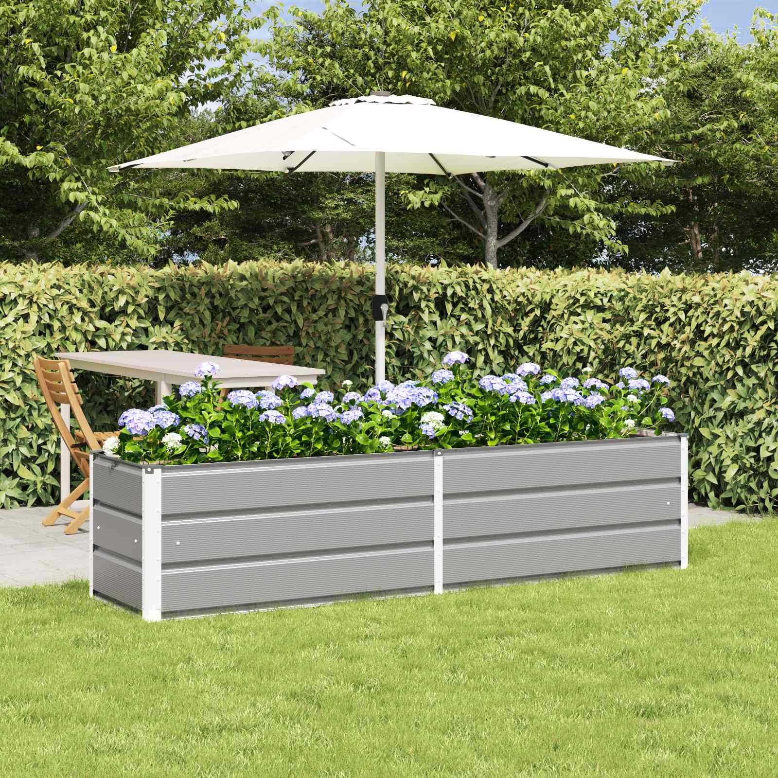 Planter Light Grey 195 x 50 x 45 cm Galvanised Steel