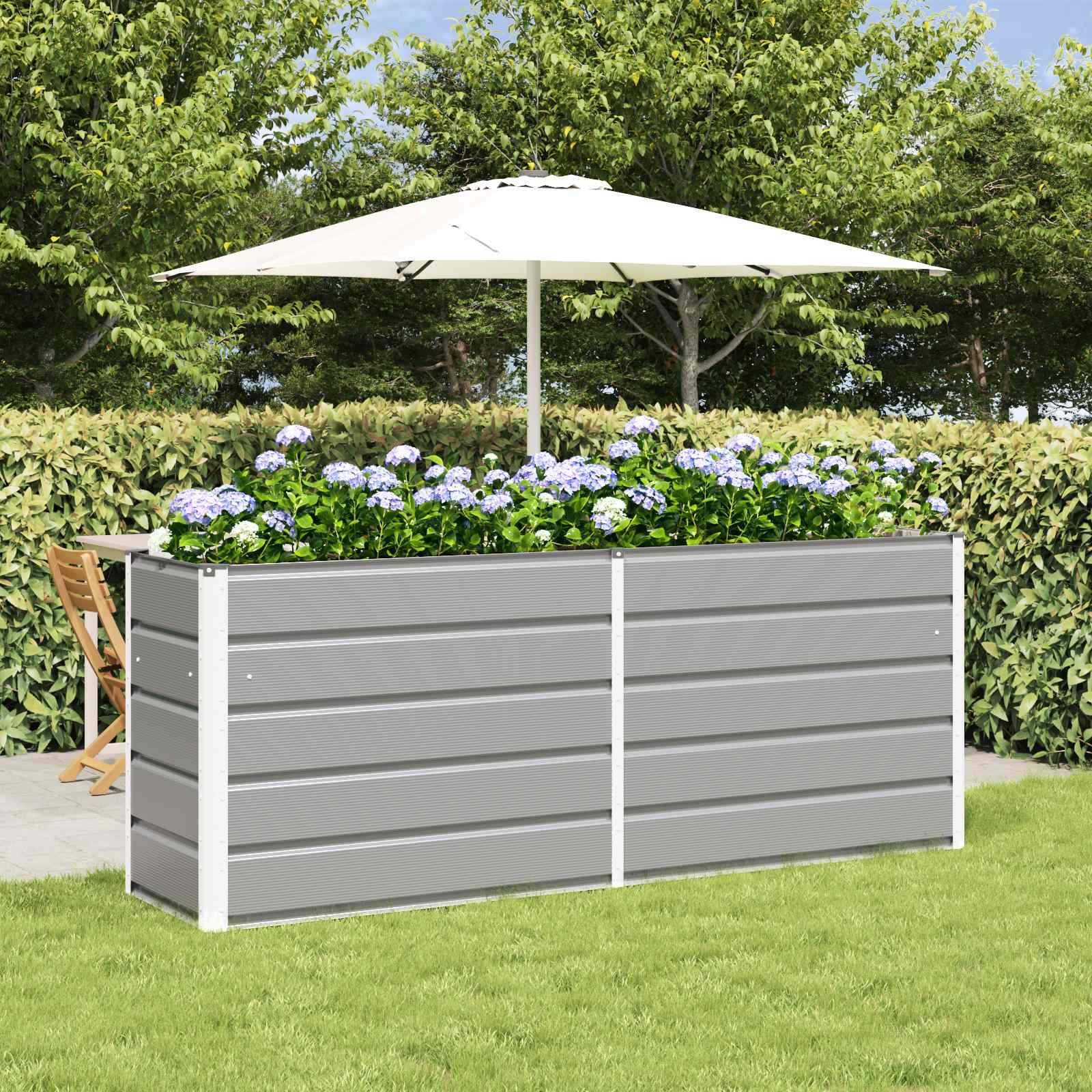 Planter Light Grey 195 x 50 x 75 cm Galvanised Steel