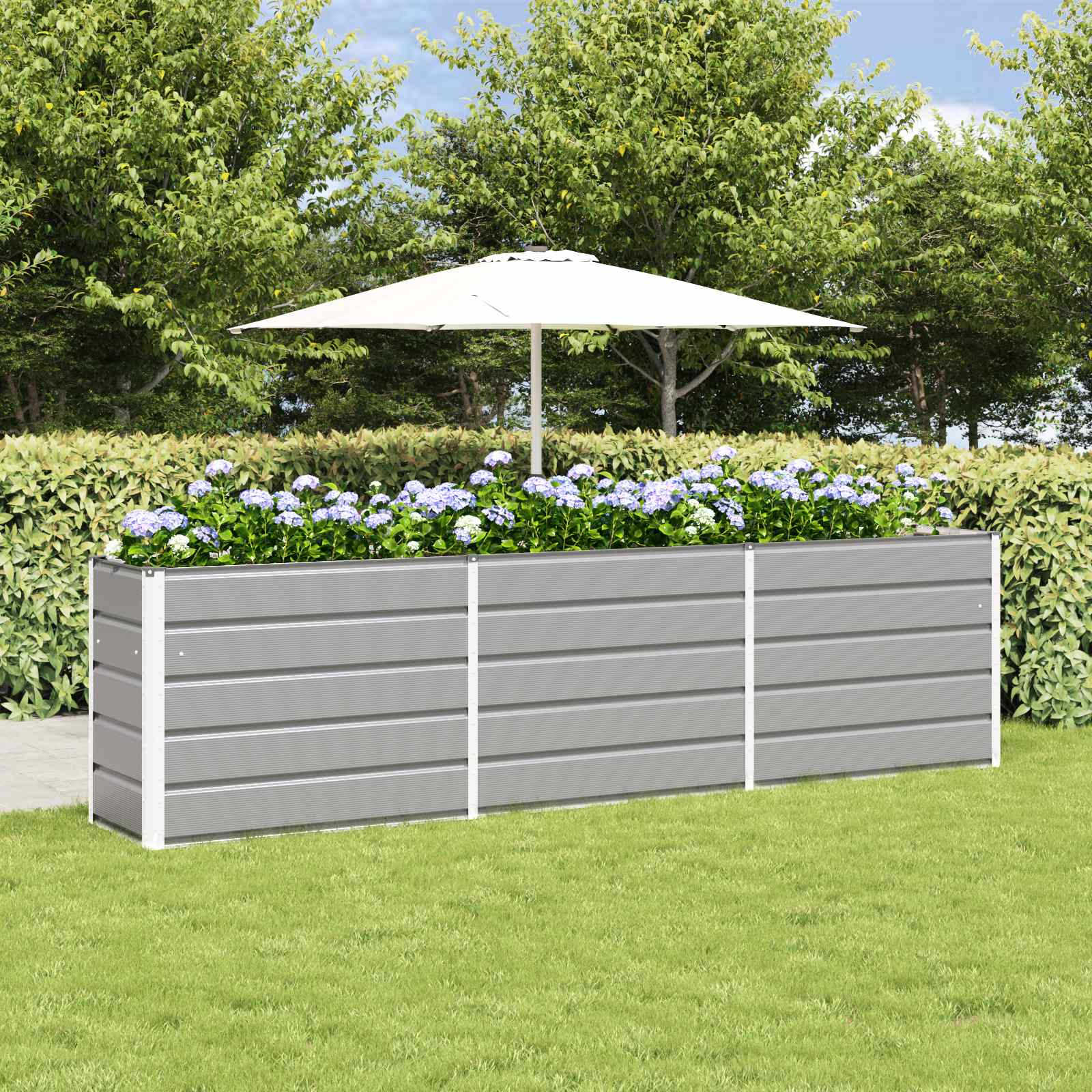 Planter Light Grey 290 x 50 x 75 cm Galvanised Steel