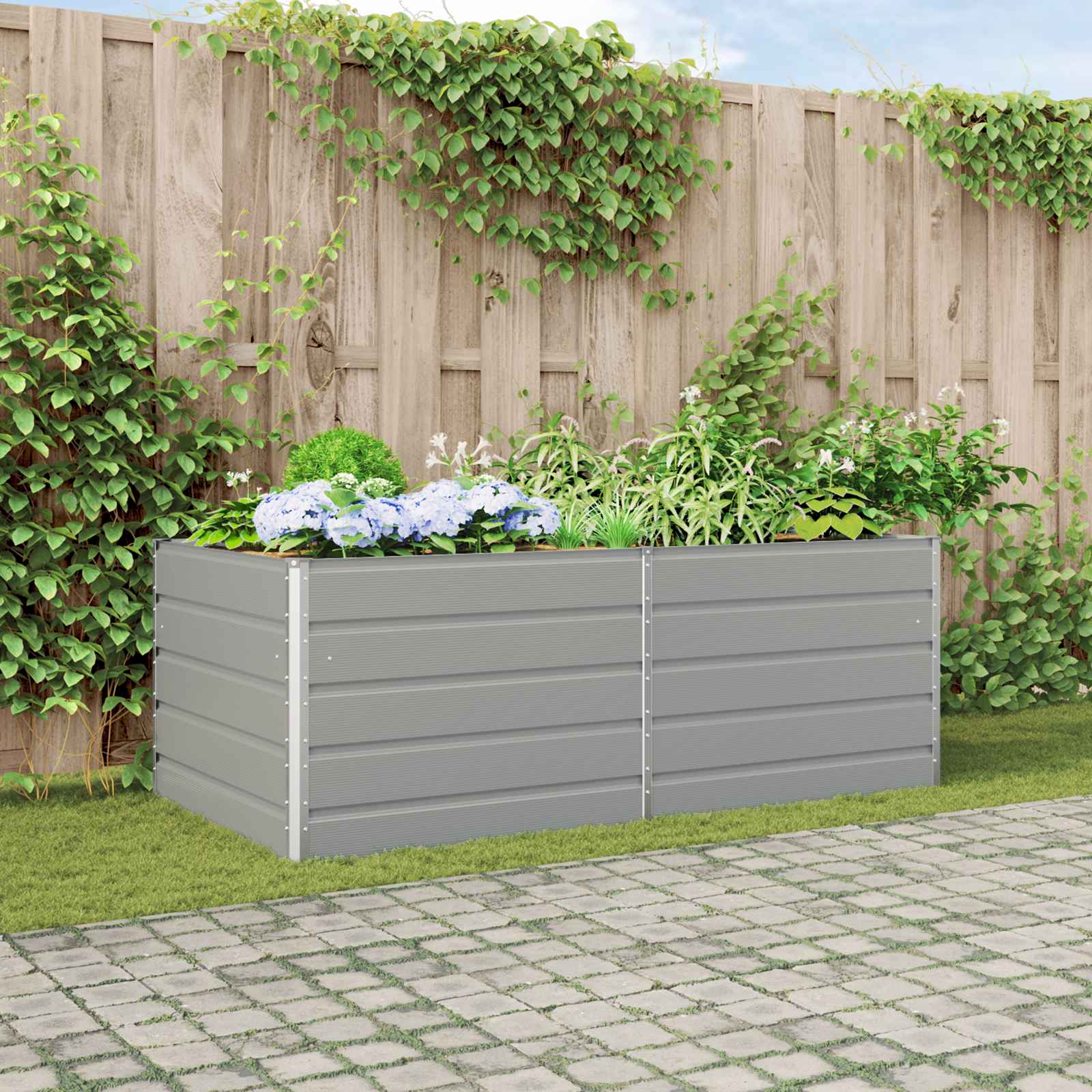 Planter Light Grey 195 x 100 x 75 cm Galvanised Steel