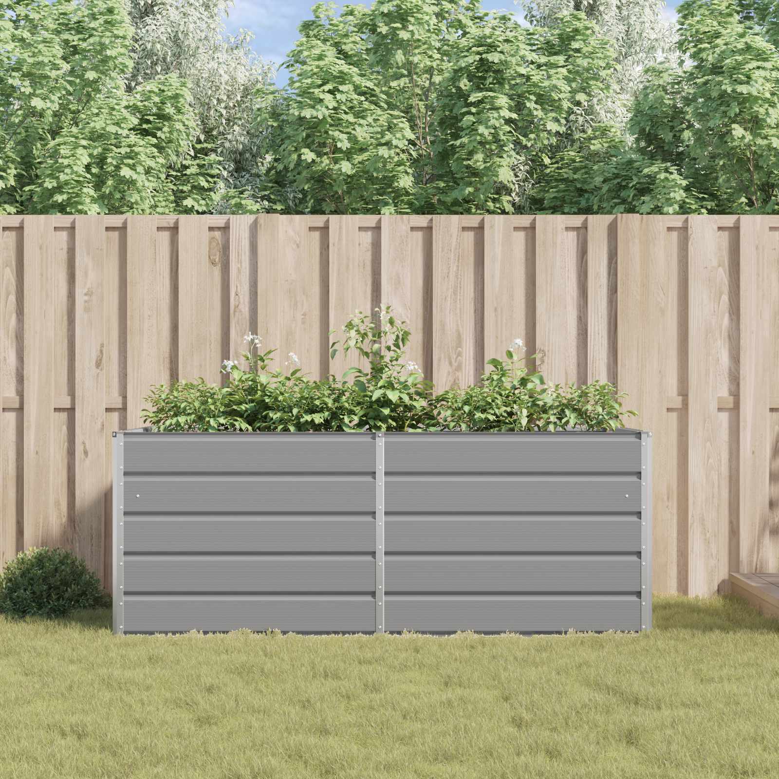 Planter Light Grey 195 x 100 x 75 cm Galvanised Steel