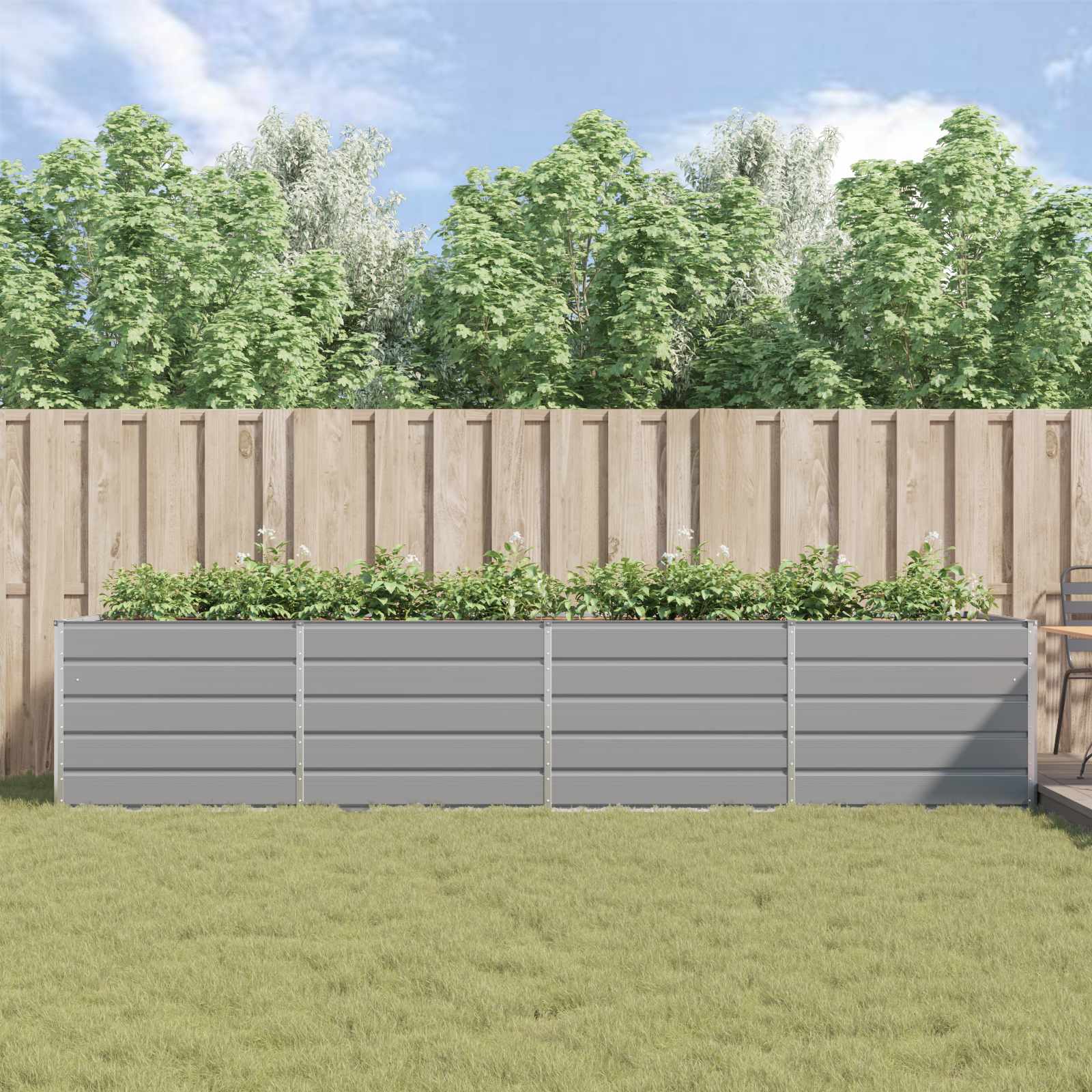 Planter Light Grey 385 x 100 x 75 cm Galvanised Steel