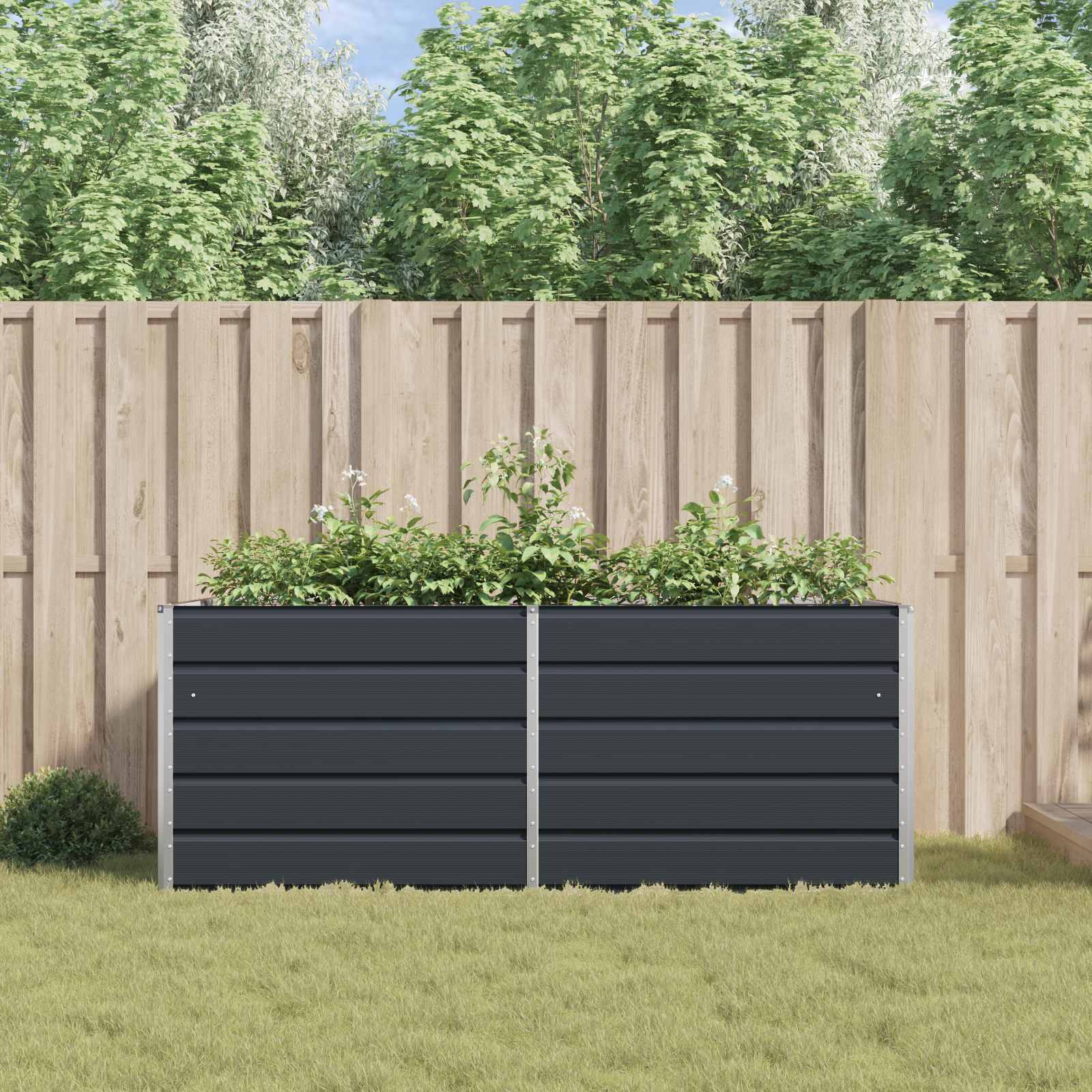 Planter Anthracite 195 x 100 x 75 cm Galvanised Steel