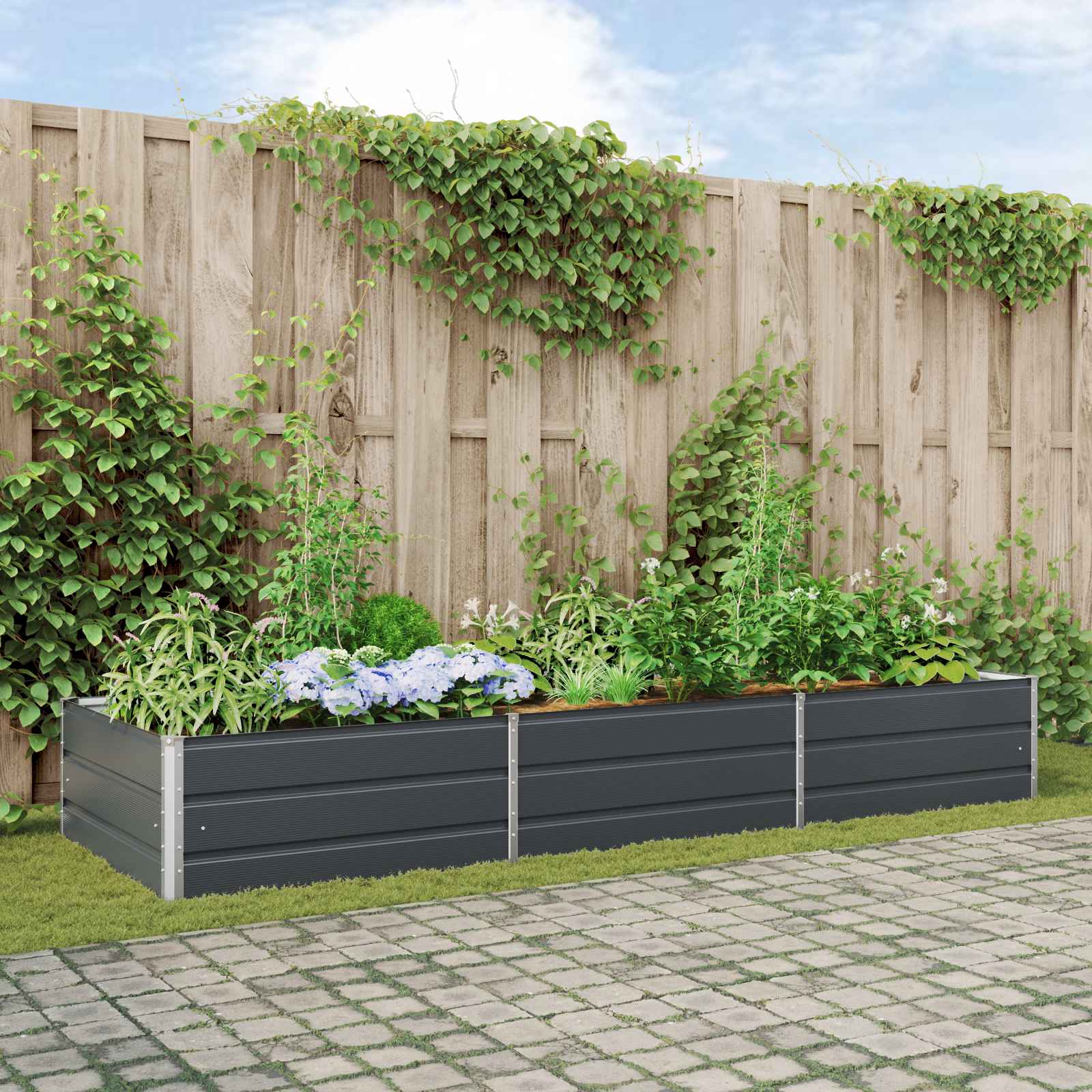 Planter Anthracite 290 x 100 x 45 cm Galvanised Steel