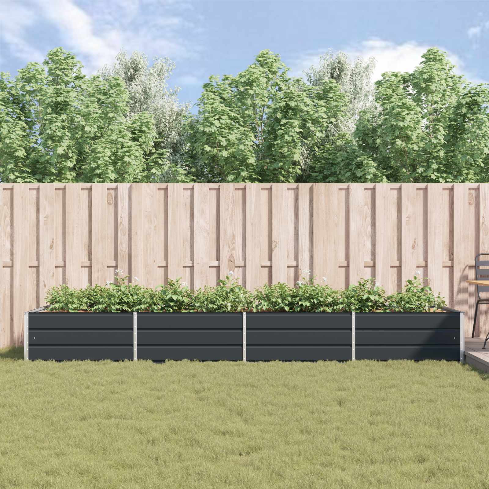 Planter Anthracite 195 x 100 x 45 cm Galvanised Steel