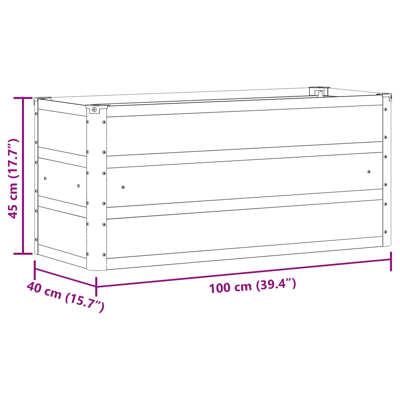 Planter Green 100 x 40 x 45 cm Steel