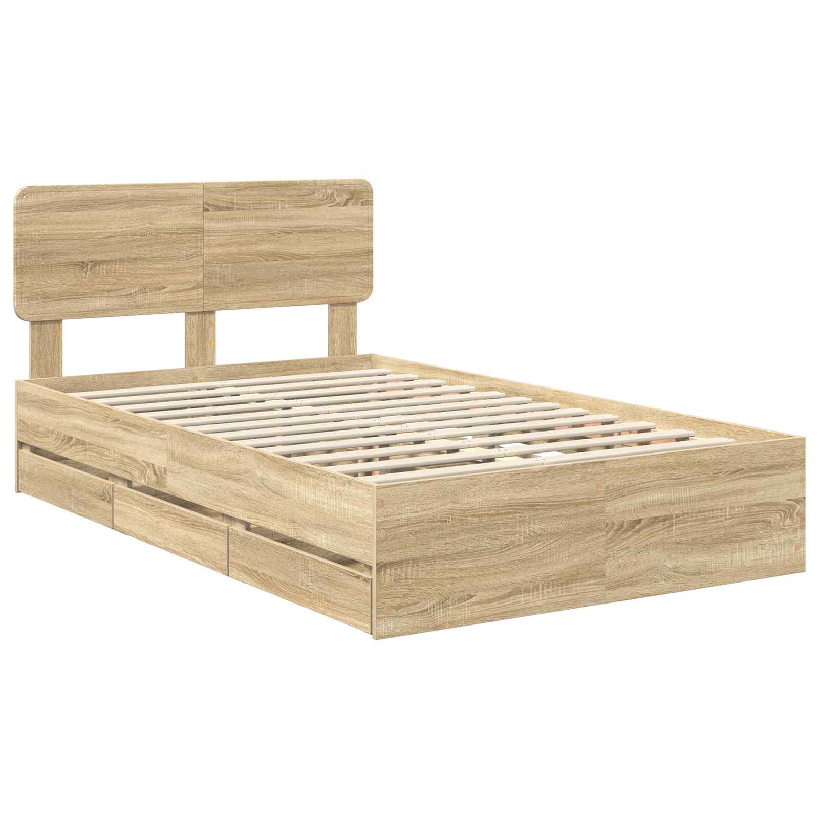 Bed Frame with Drawer Sonoma Oak 135 x 190 cm Engineered Wood