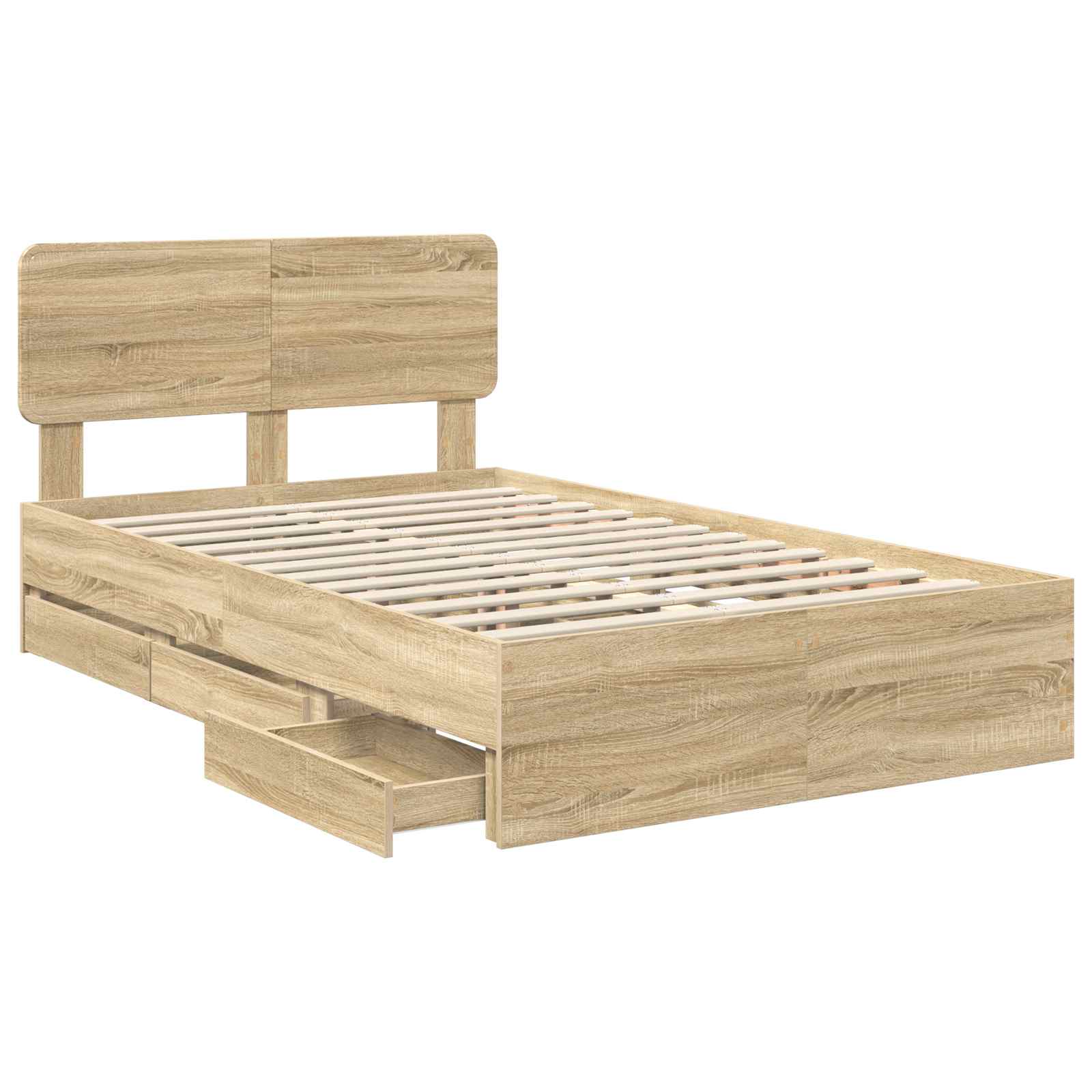 Bed Frame with Drawer Sonoma Oak 135 x 190 cm Engineered Wood