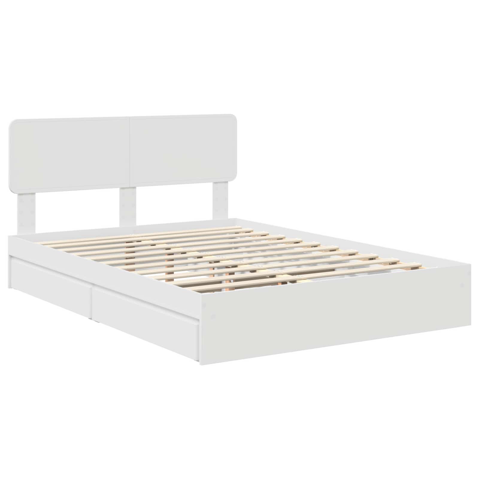Storage Bed with Headboard White 150 x 200 cm Engineered Wood