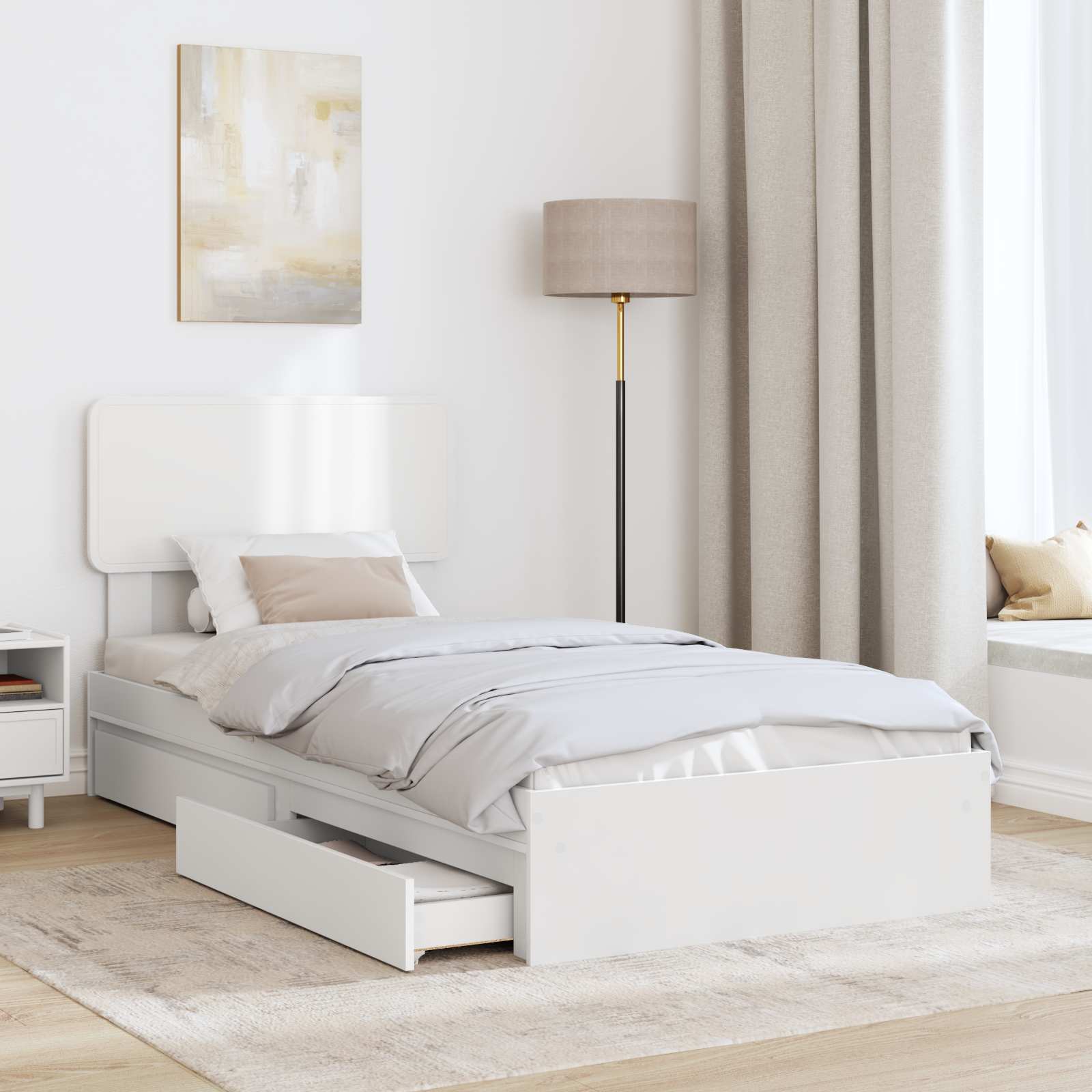 Storage Bed with Drawer White 90 x 190 cm Engineered Wood