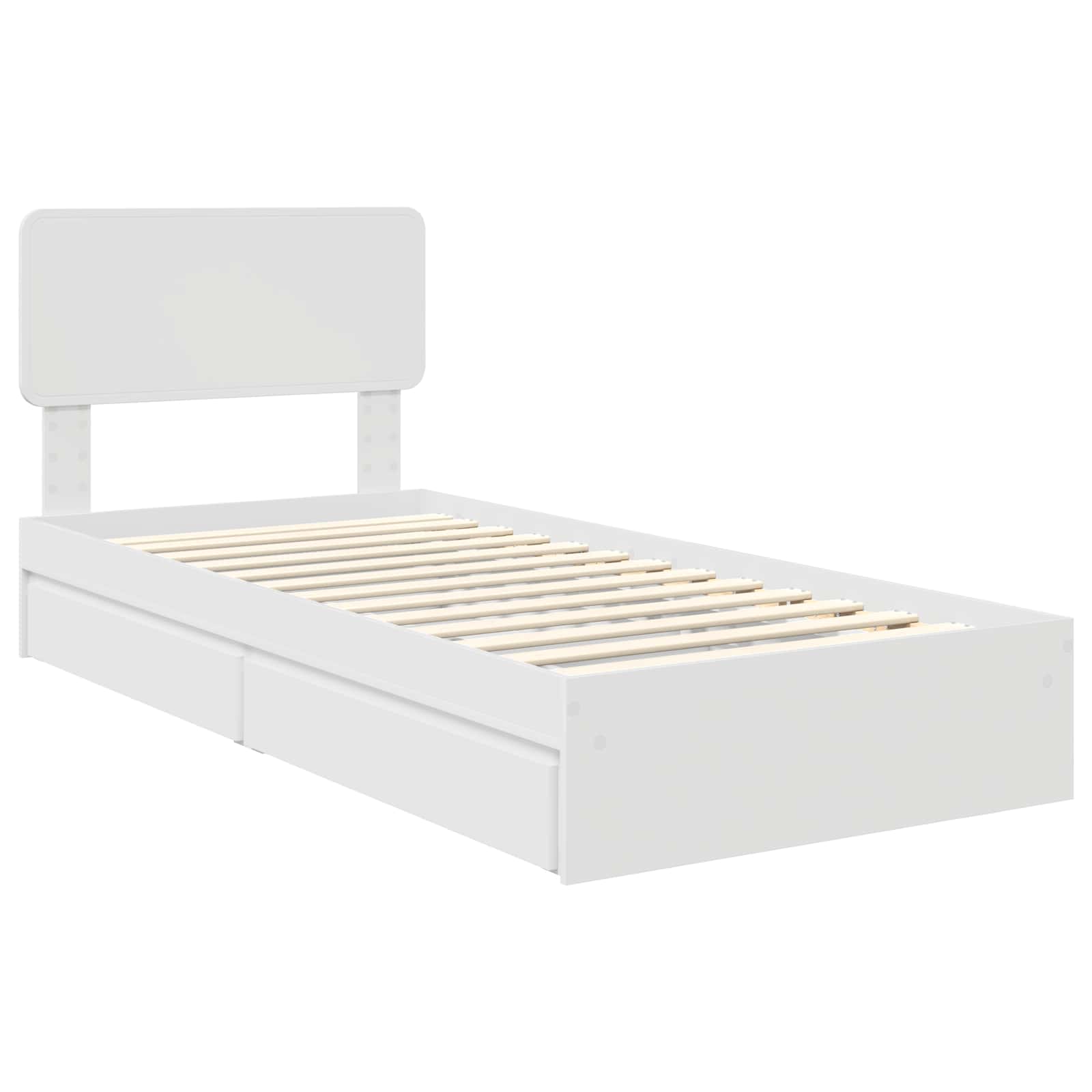 Storage Bed with Headboard White 90 x 190 cm Engineered Wood