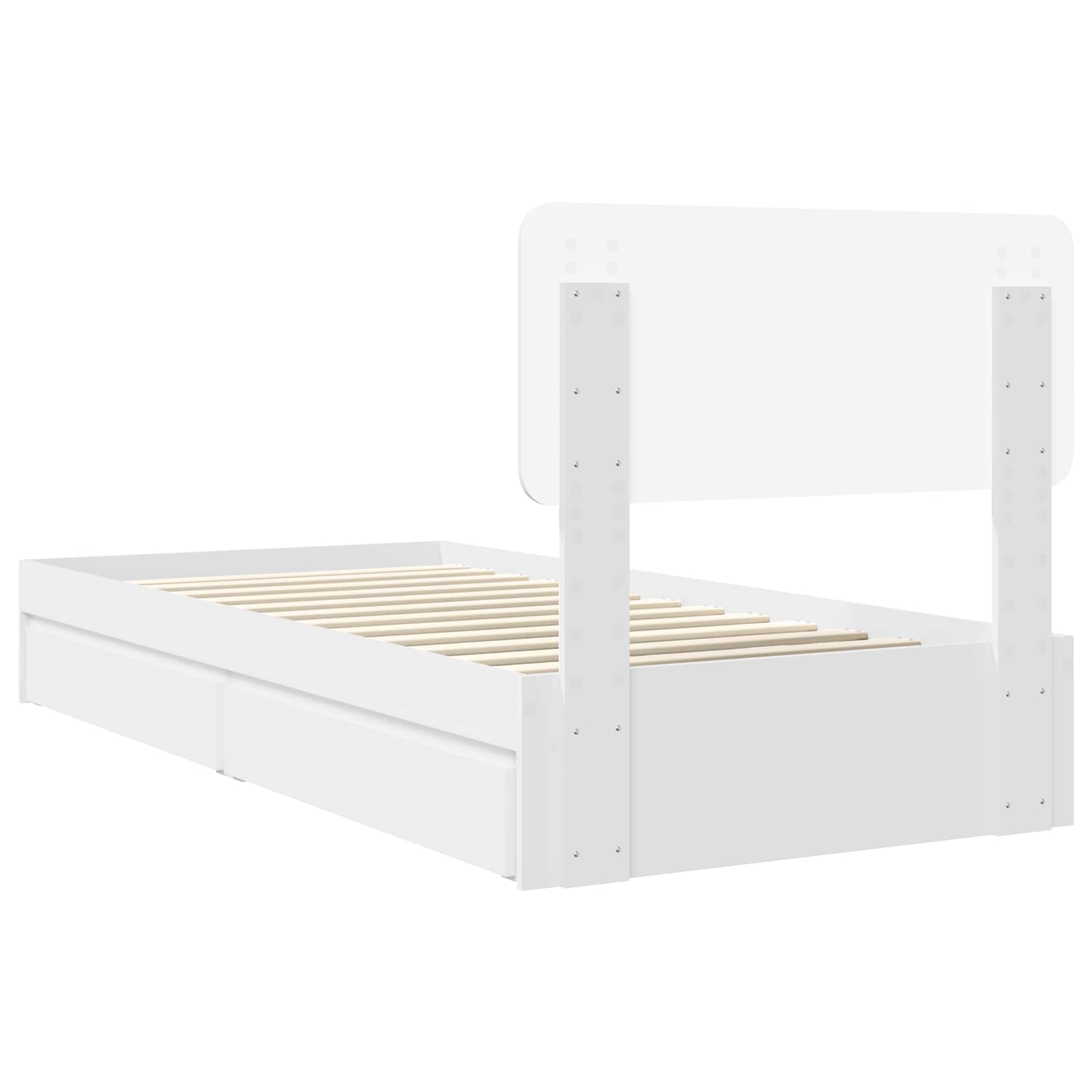 Storage Bed with Headboard White 90 x 190 cm Engineered Wood