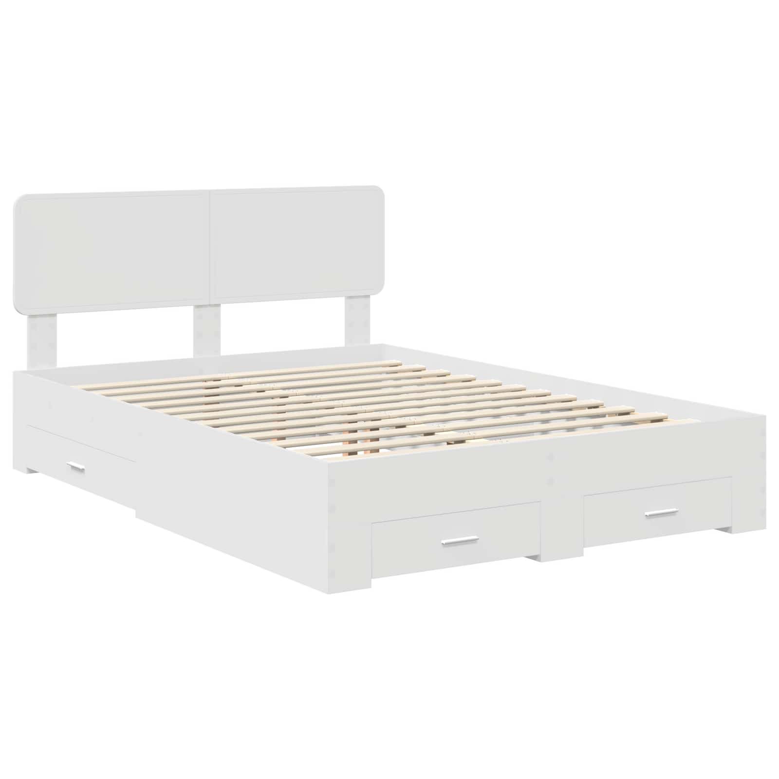 Bed Frame with Drawer White 150 x 200 cm Engineered Wood