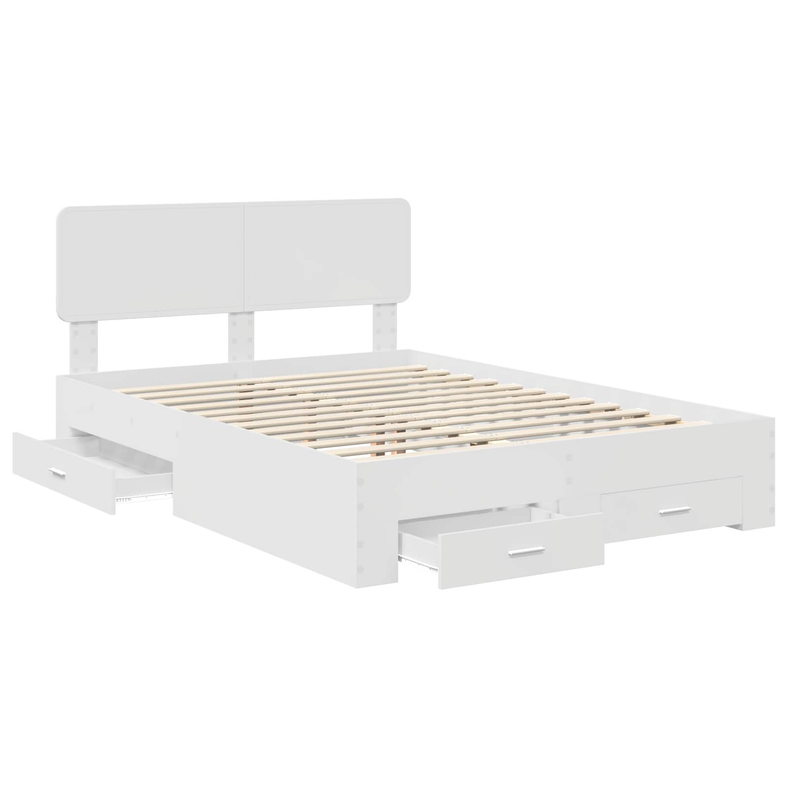 Bed Frame with Drawer White 150 x 200 cm Engineered Wood