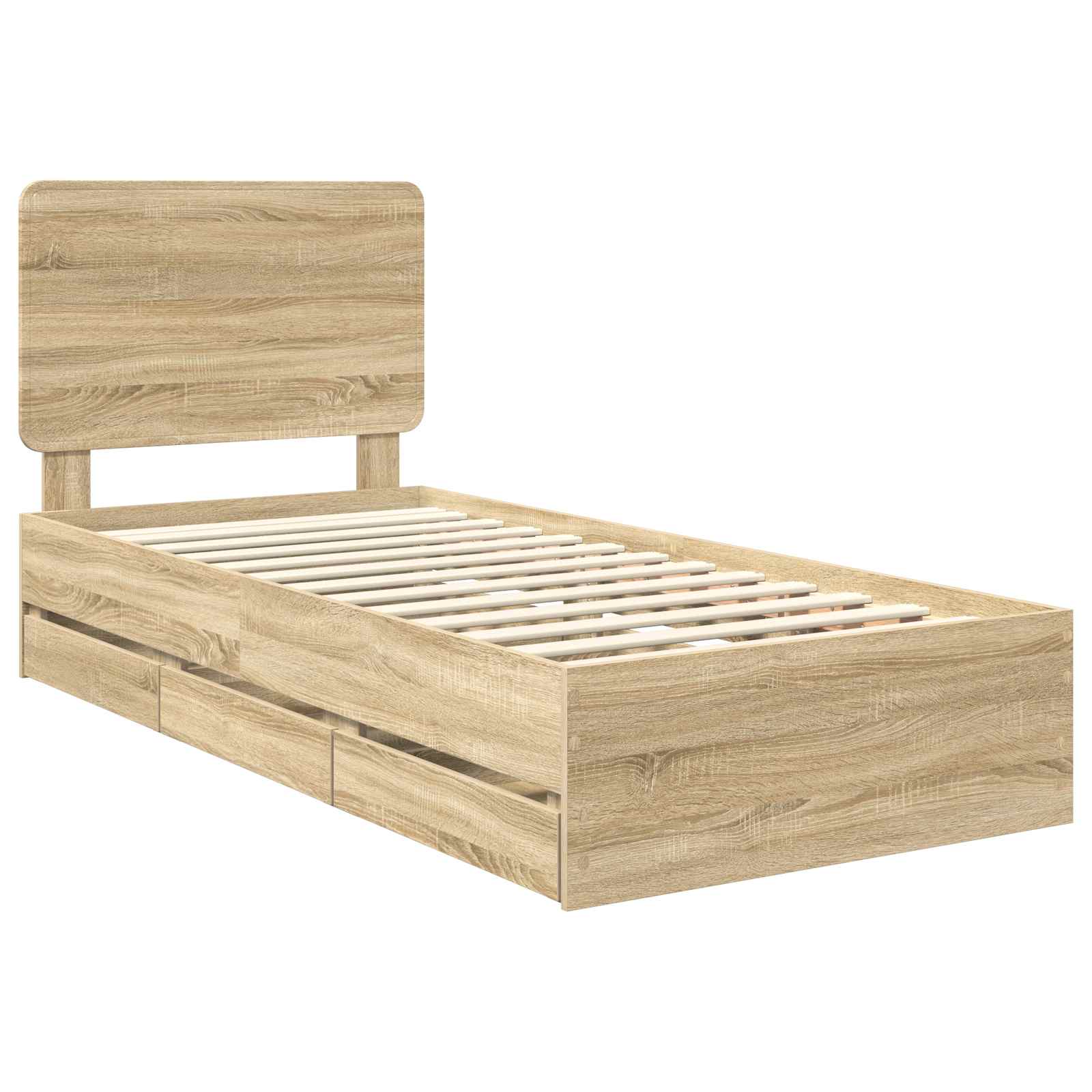 Bed Frame with Drawer Sonoma Oak 90 x 200 cm Engineered Wood