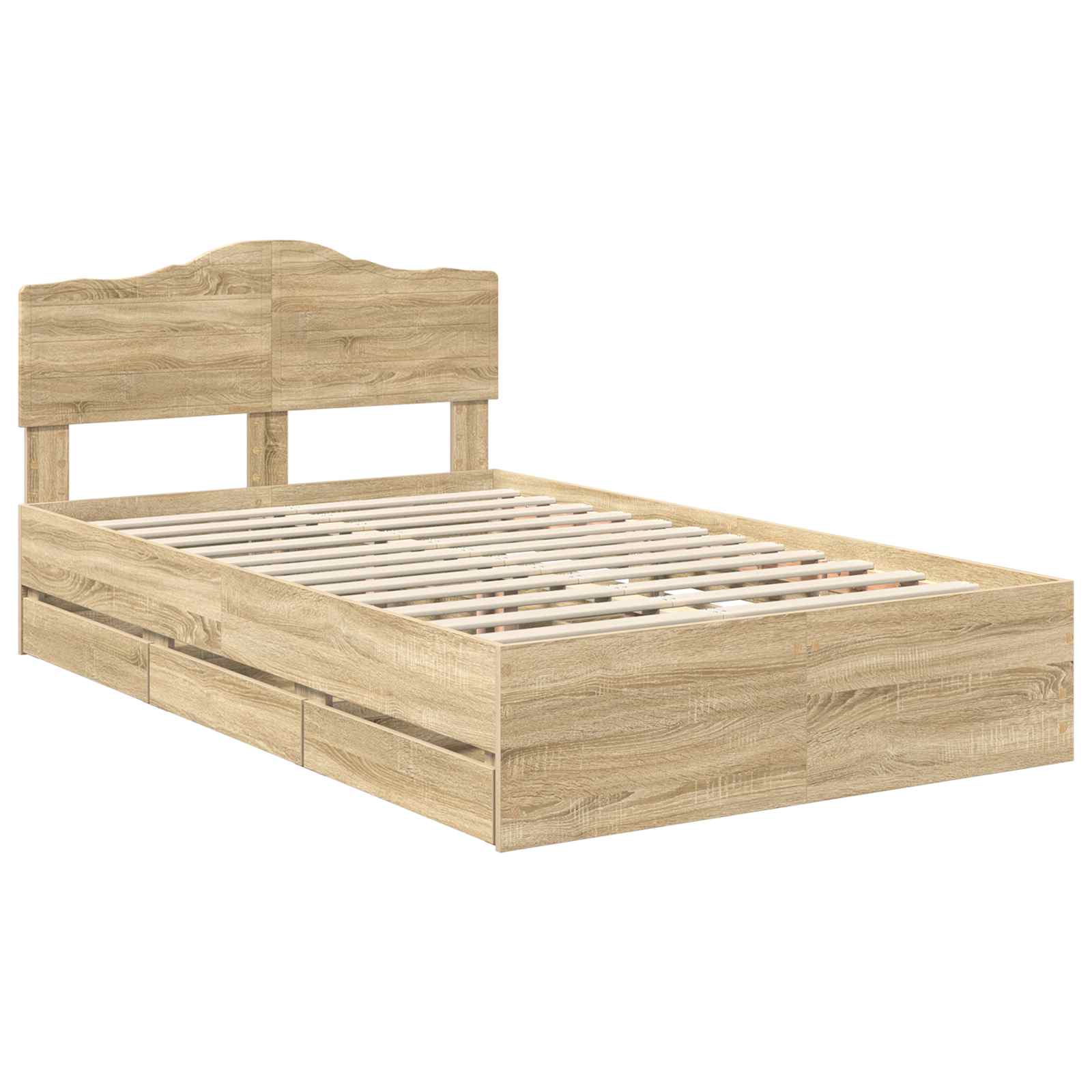 Bed Frame with Drawer Sonoma Oak 135 x 190 cm Engineered Wood