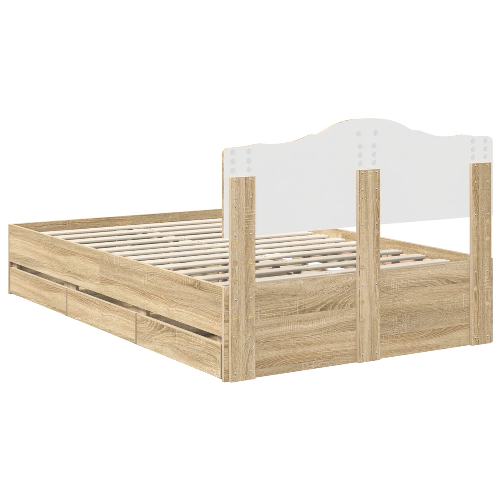 Bed Frame with Drawer Sonoma Oak 135 x 190 cm Engineered Wood