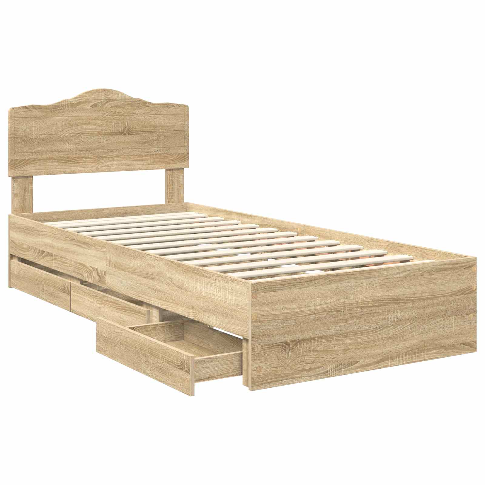 Bed Frame with Drawer Sonoma Oak 90 x 200 cm Engineered Wood
