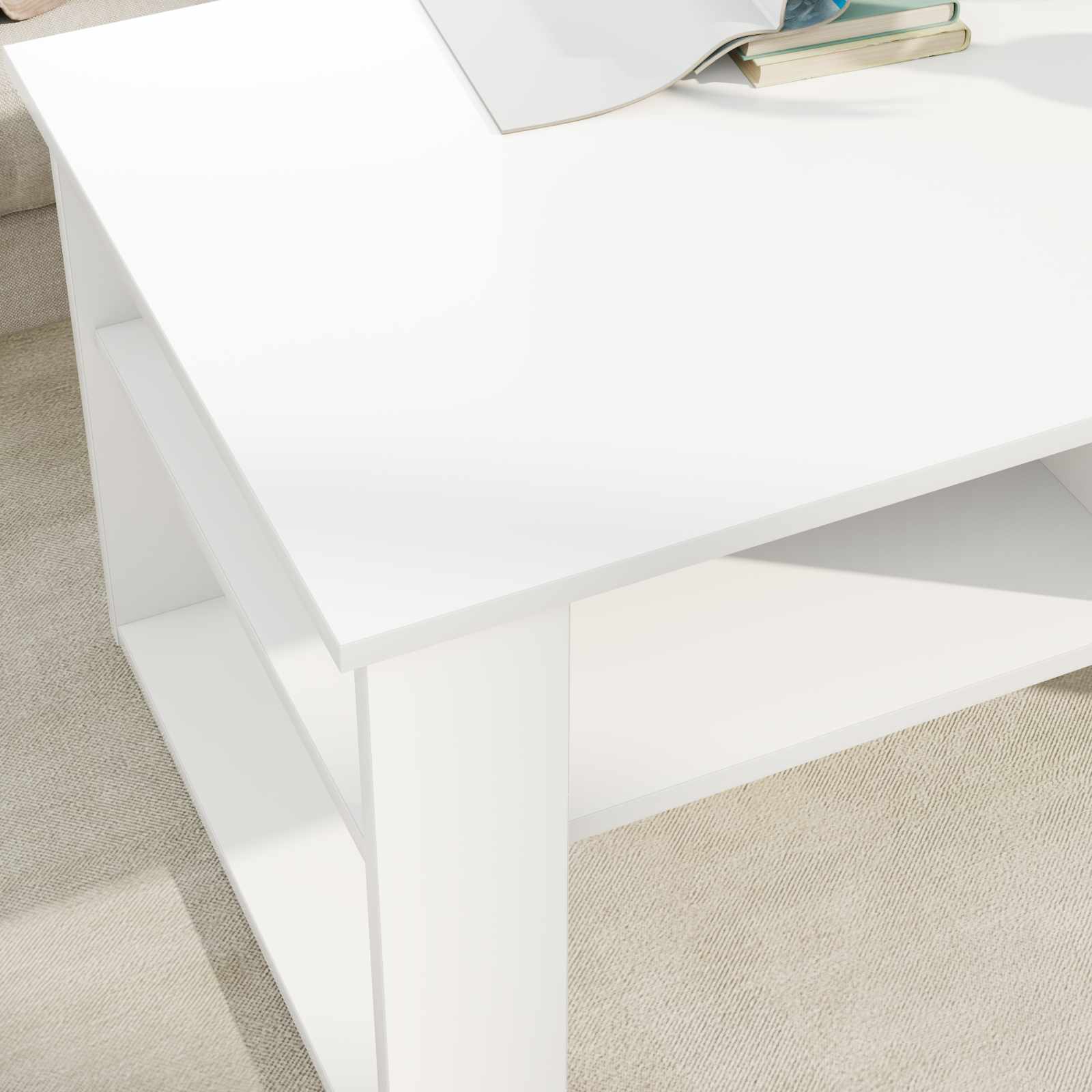 Coffee Table with Storage White 96 x 54 x 44 cm Engineered Wood