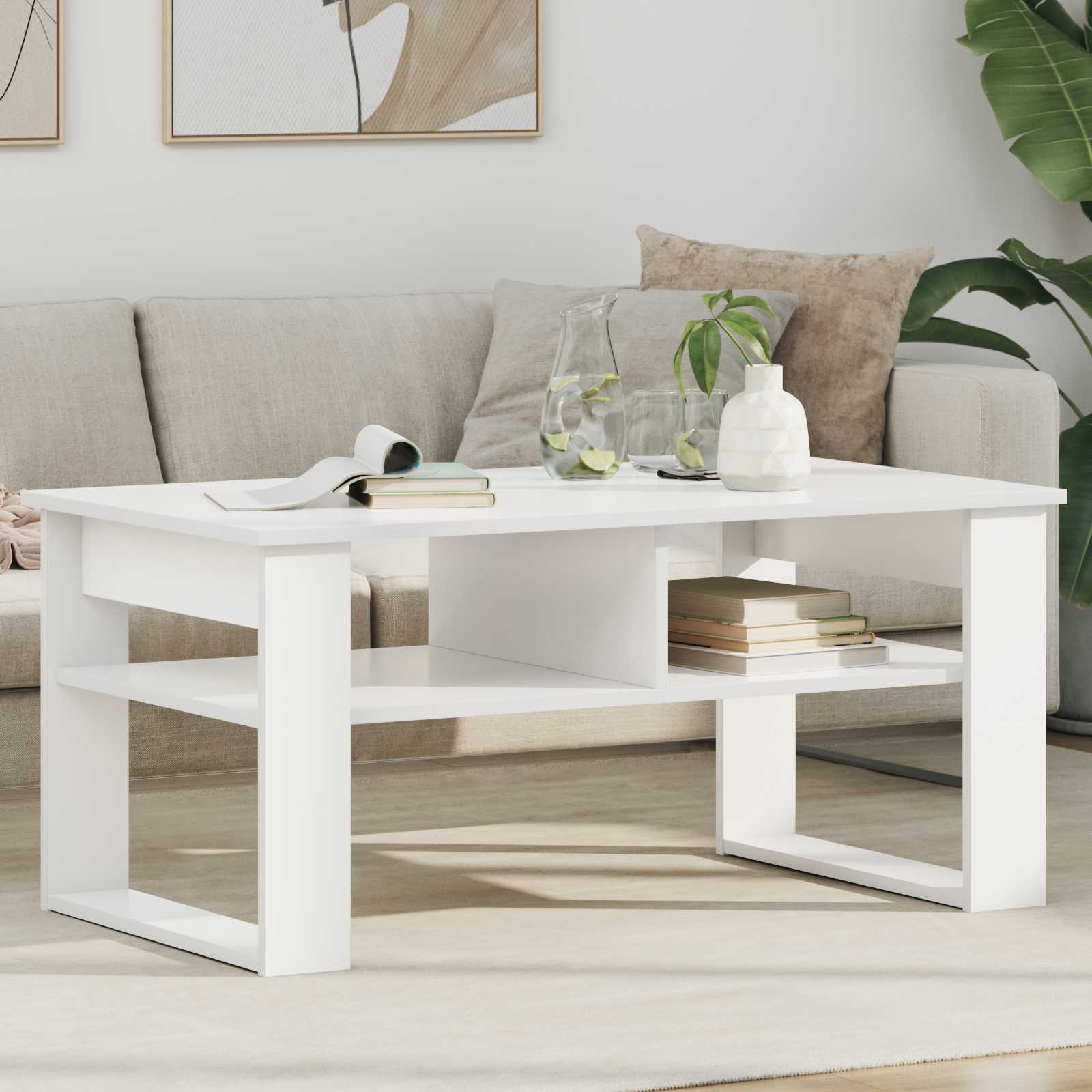 Coffee Table with Storage White 96 x 54 x 44 cm Engineered Wood