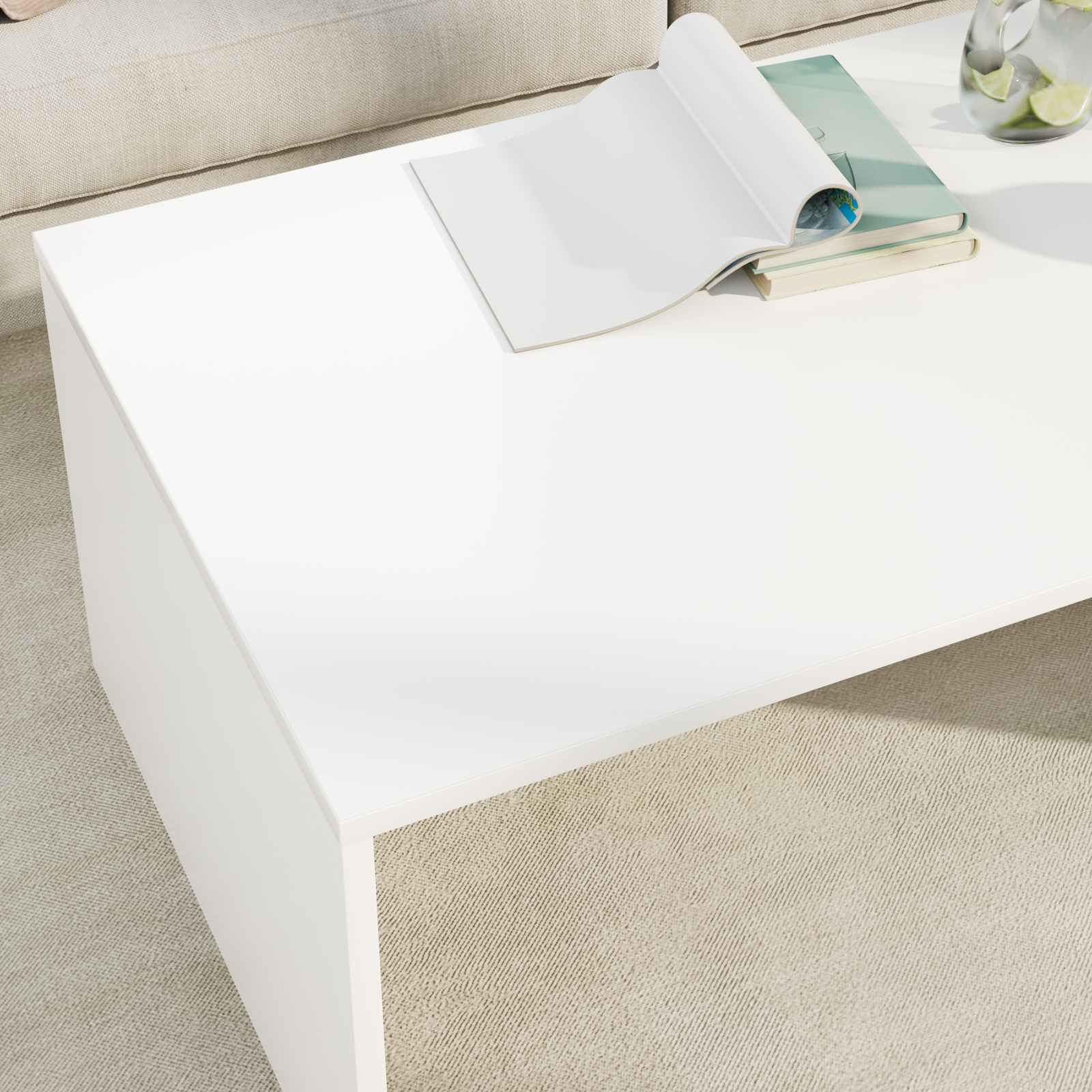 Coffee Table White 95 x 50 x 34 cm Engineered Wood