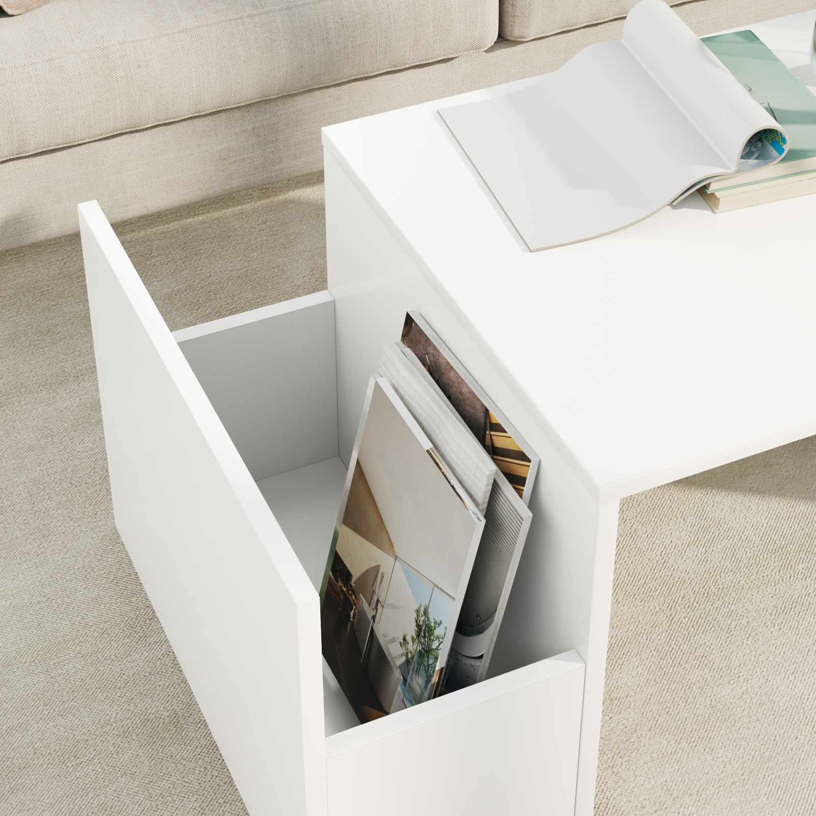 Coffee Table White 90 x 45 x 35 cm Engineered Wood